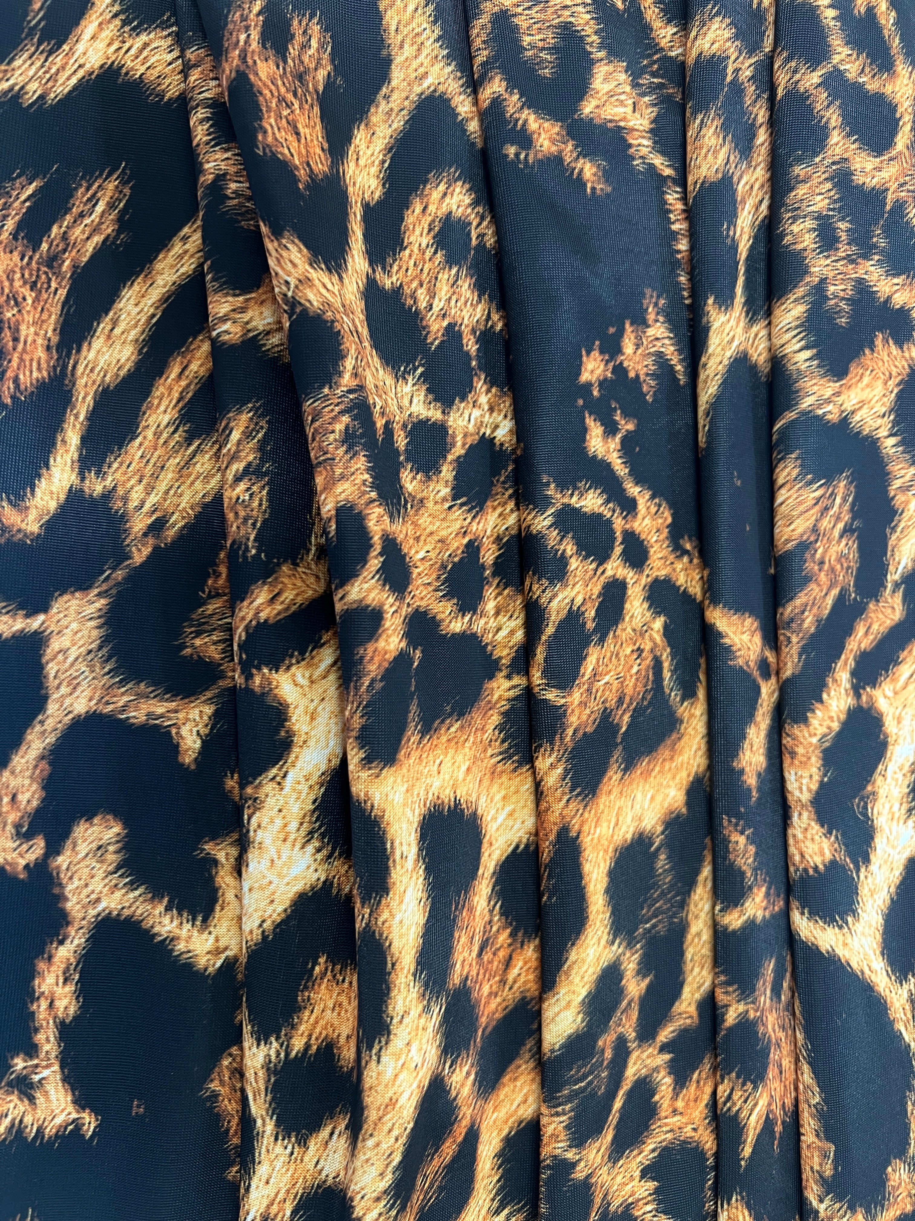 Black & Brown Leopard Print Slinky Jersey Fabric 143cm