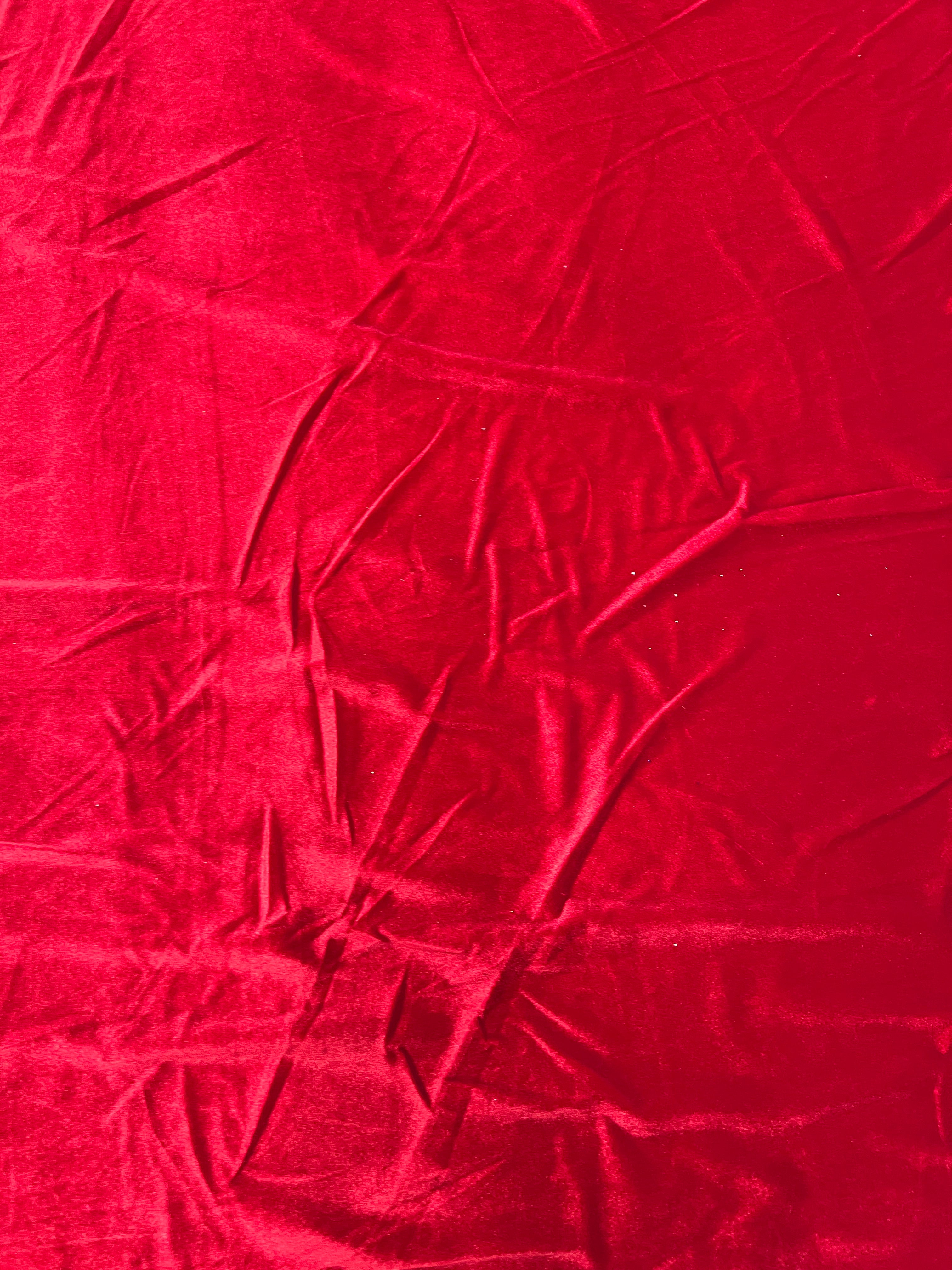 Stretch Velvet Fabric for Dresses, Loungewear & Costumes – Red, 160cm Wide