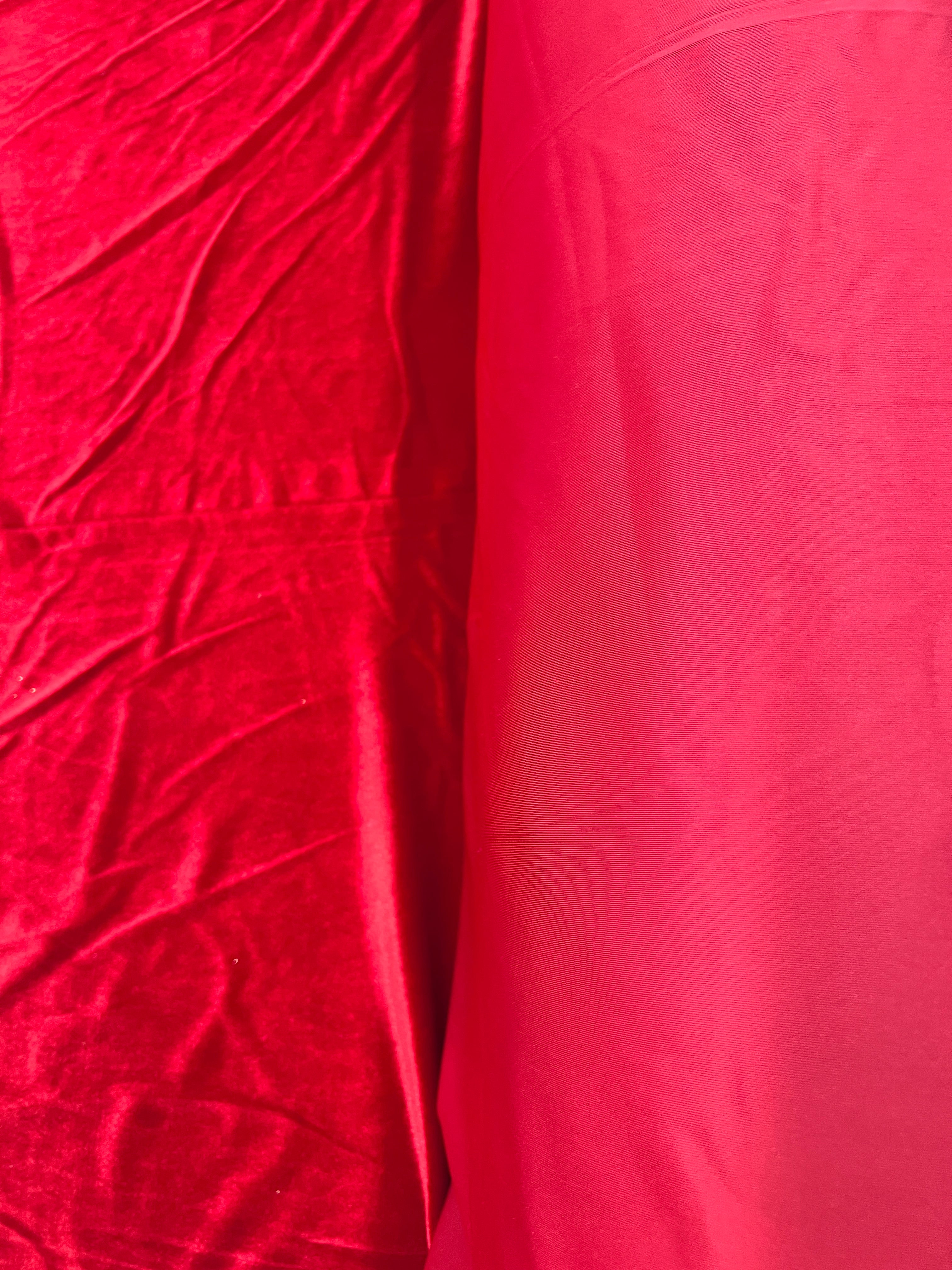 Stretch Velvet Fabric for Dresses, Loungewear & Costumes – Red, 160cm Wide