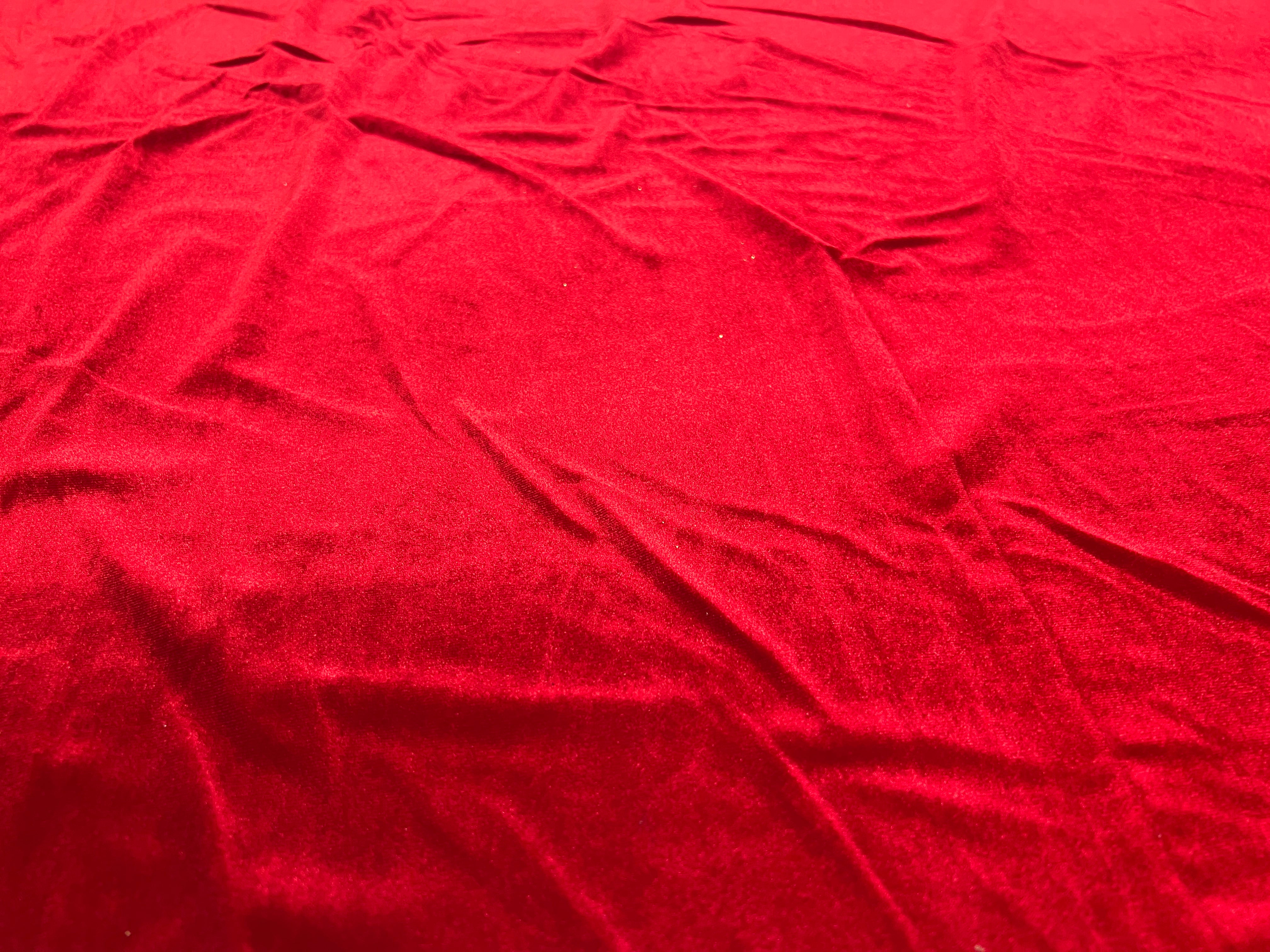 Stretch Velvet Fabric for Dresses, Loungewear & Costumes – Red, 160cm Wide