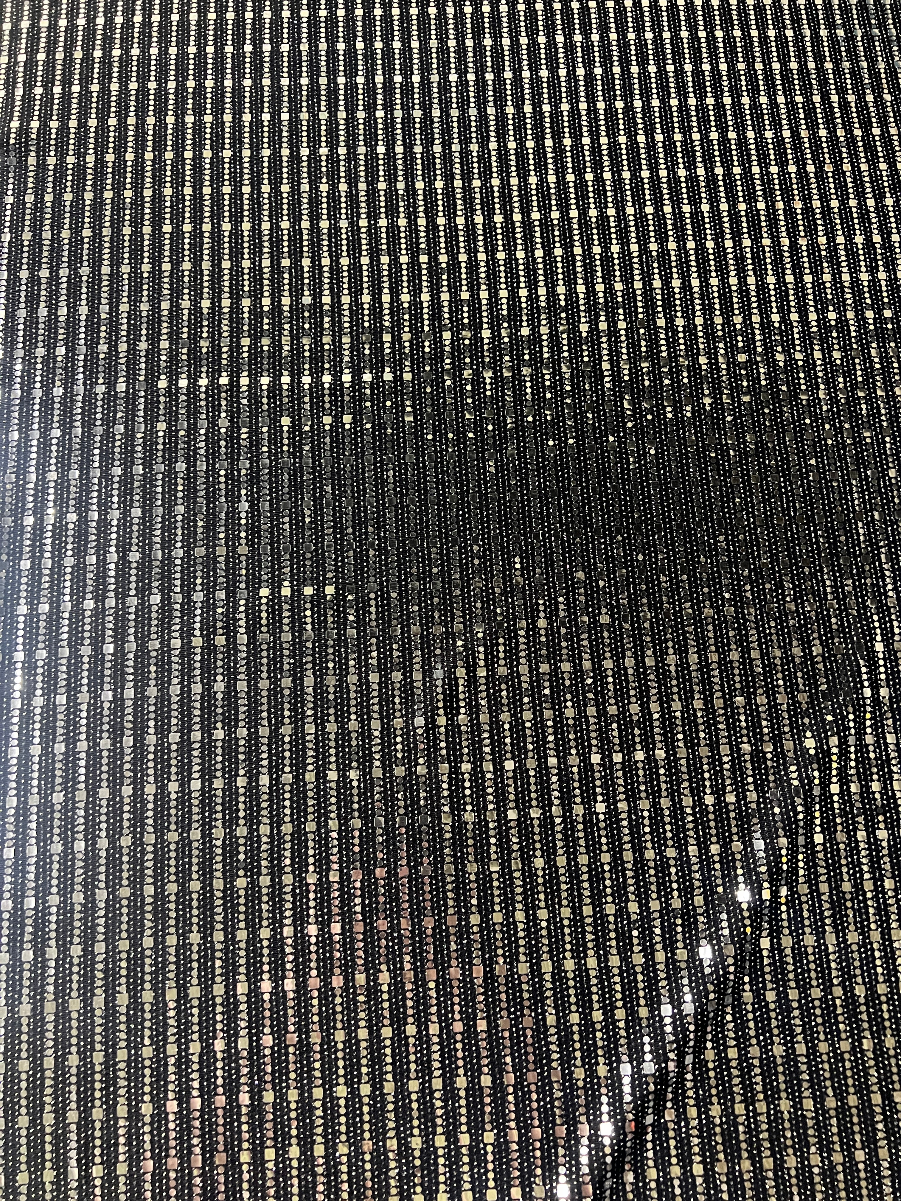 Black Glitter Stripe Stretch Mesh Fabric – Sparkly Sheer Knit – Per Metre