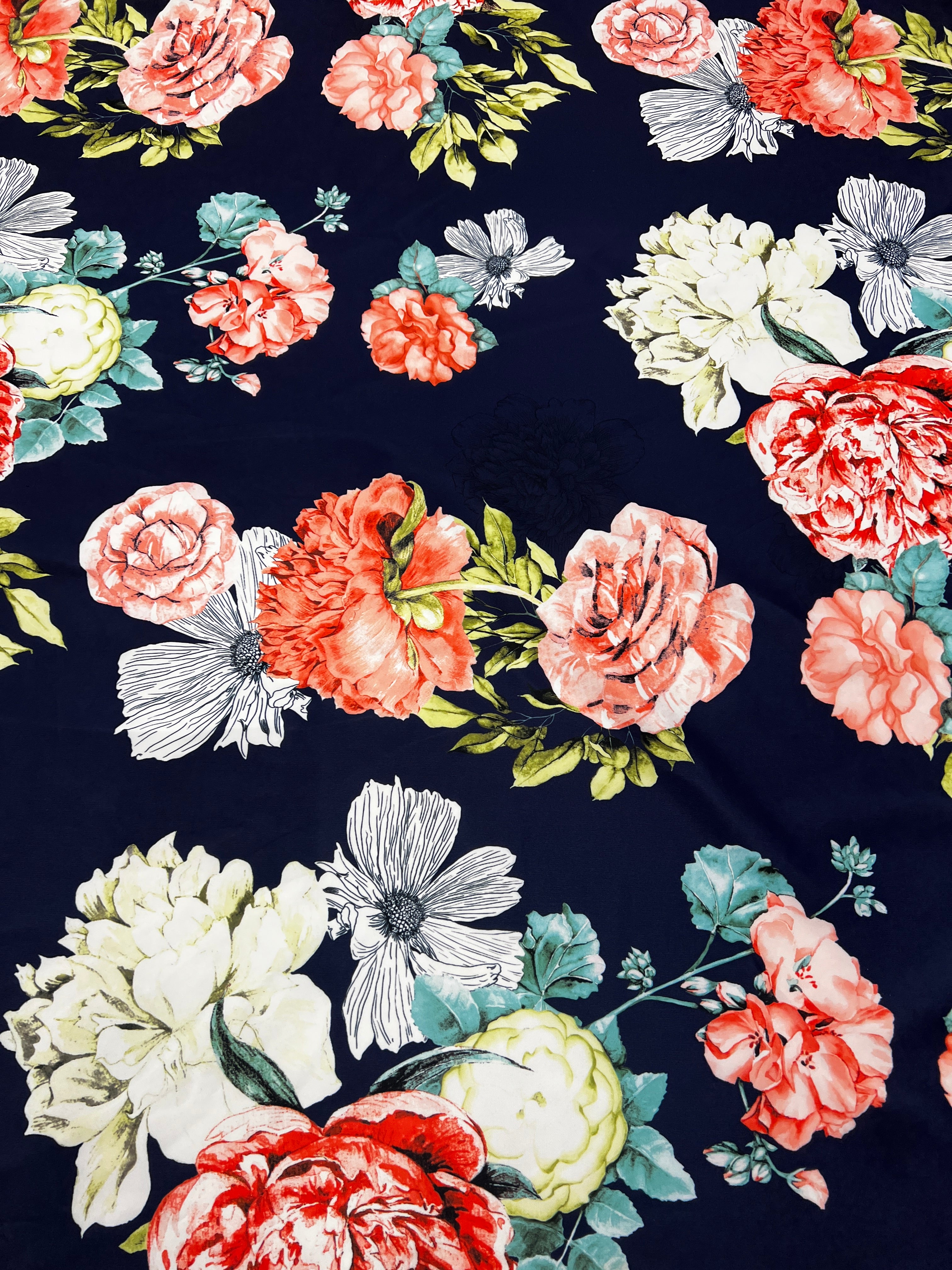 Midnight Floral Scuba Fabric 151cm Wide