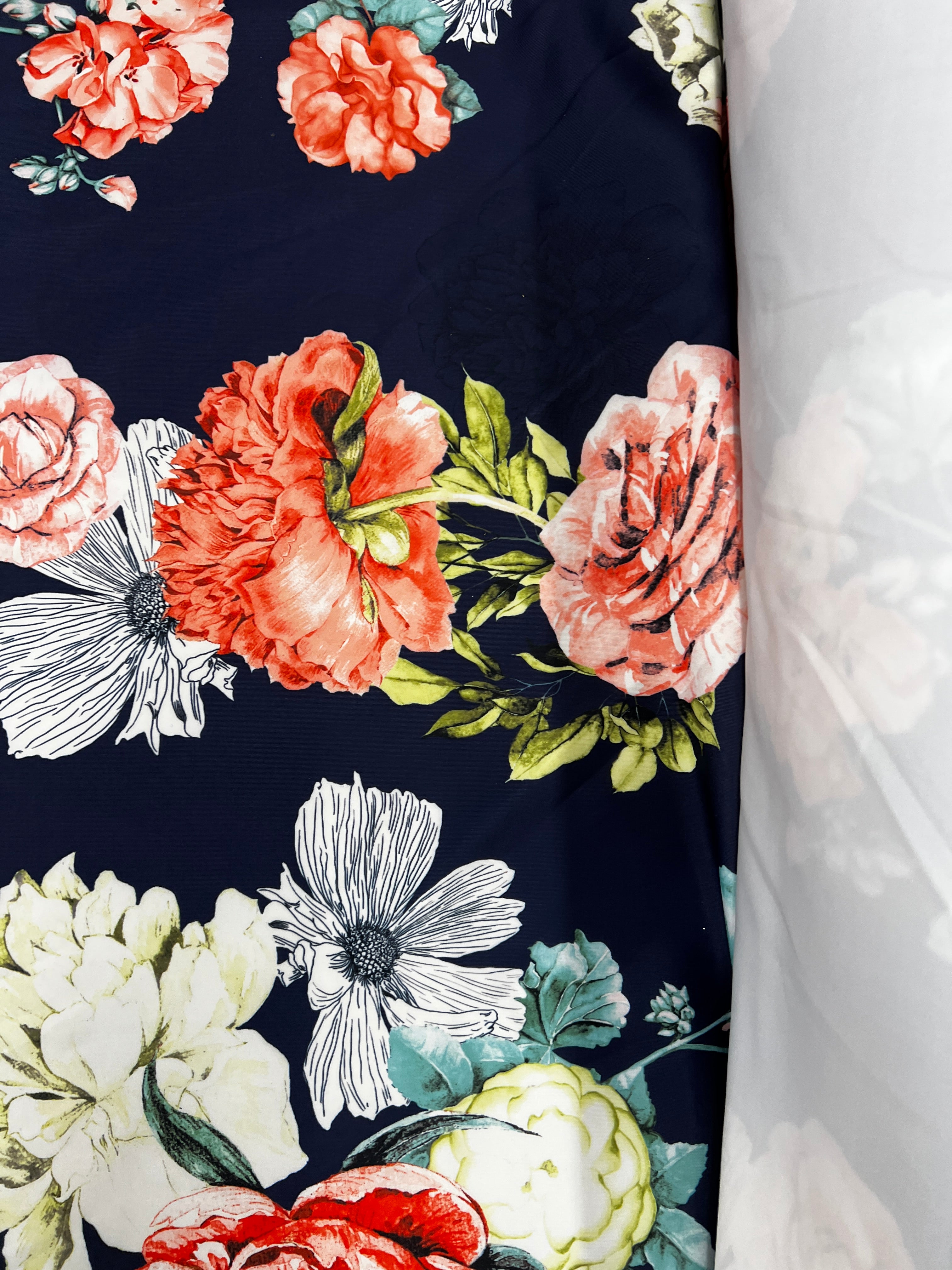 Midnight Floral Scuba Fabric 151cm Wide
