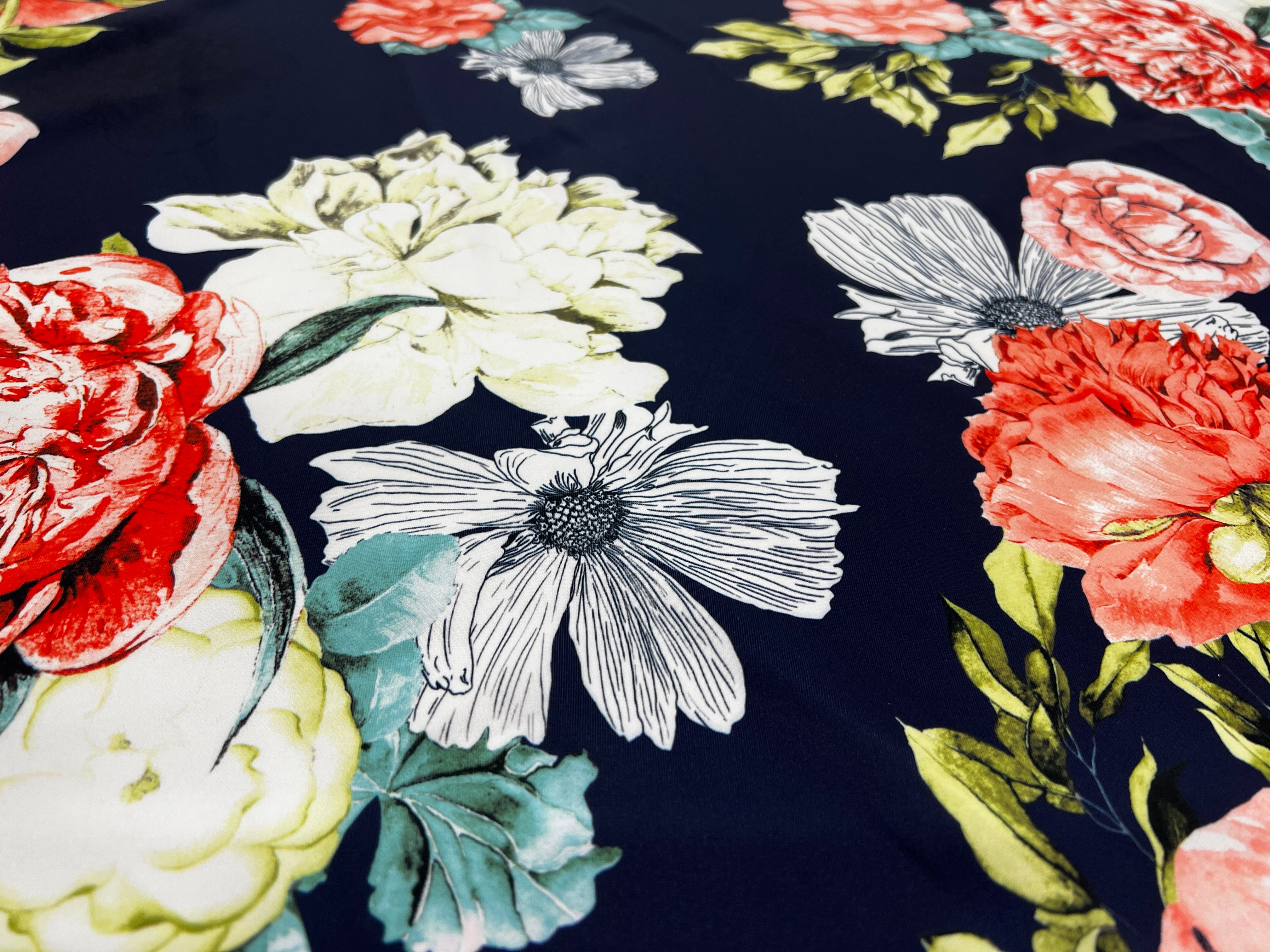 Midnight Floral Scuba Fabric 151cm Wide