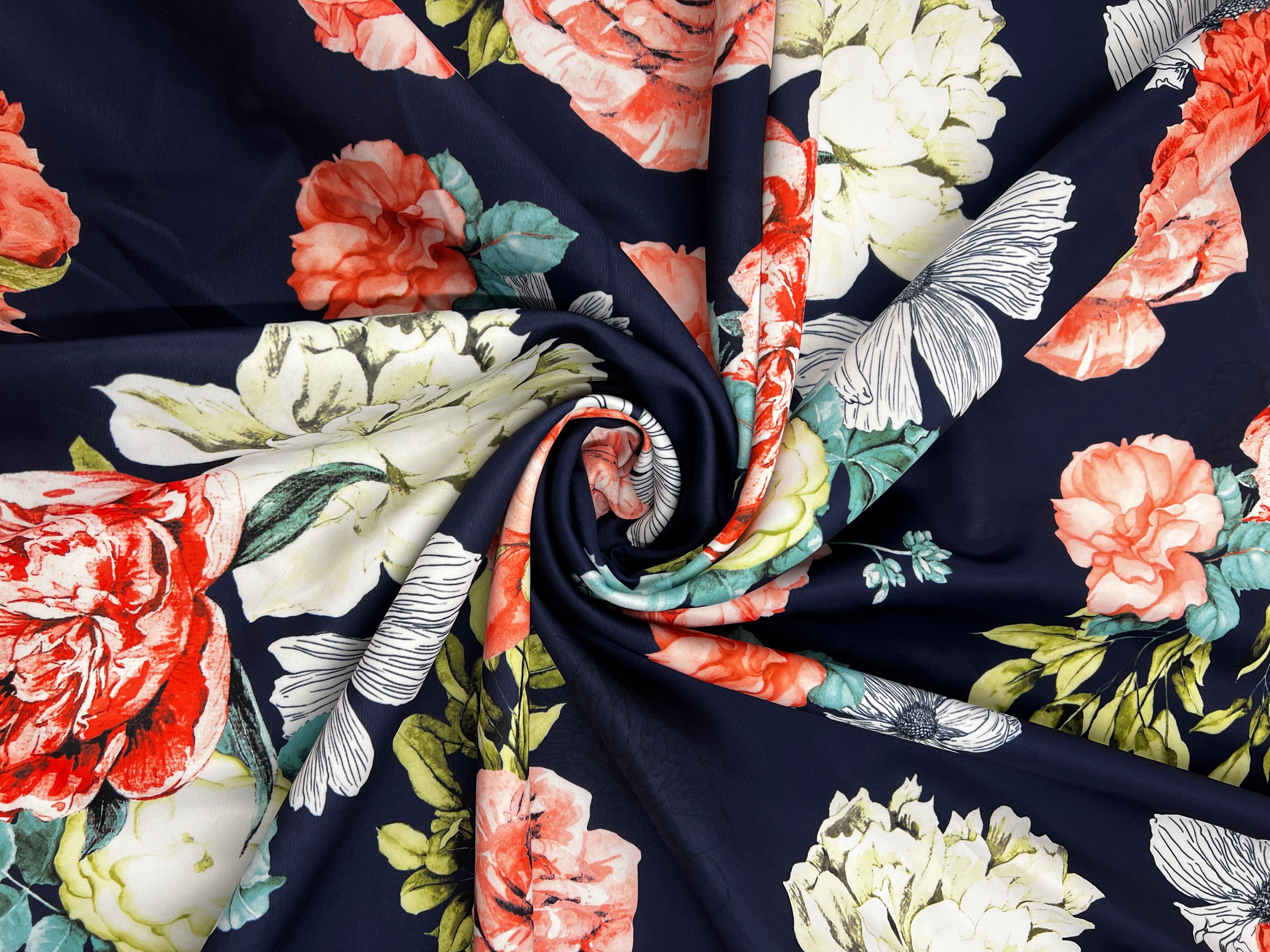 Midnight Floral Scuba Fabric 151cm Wide