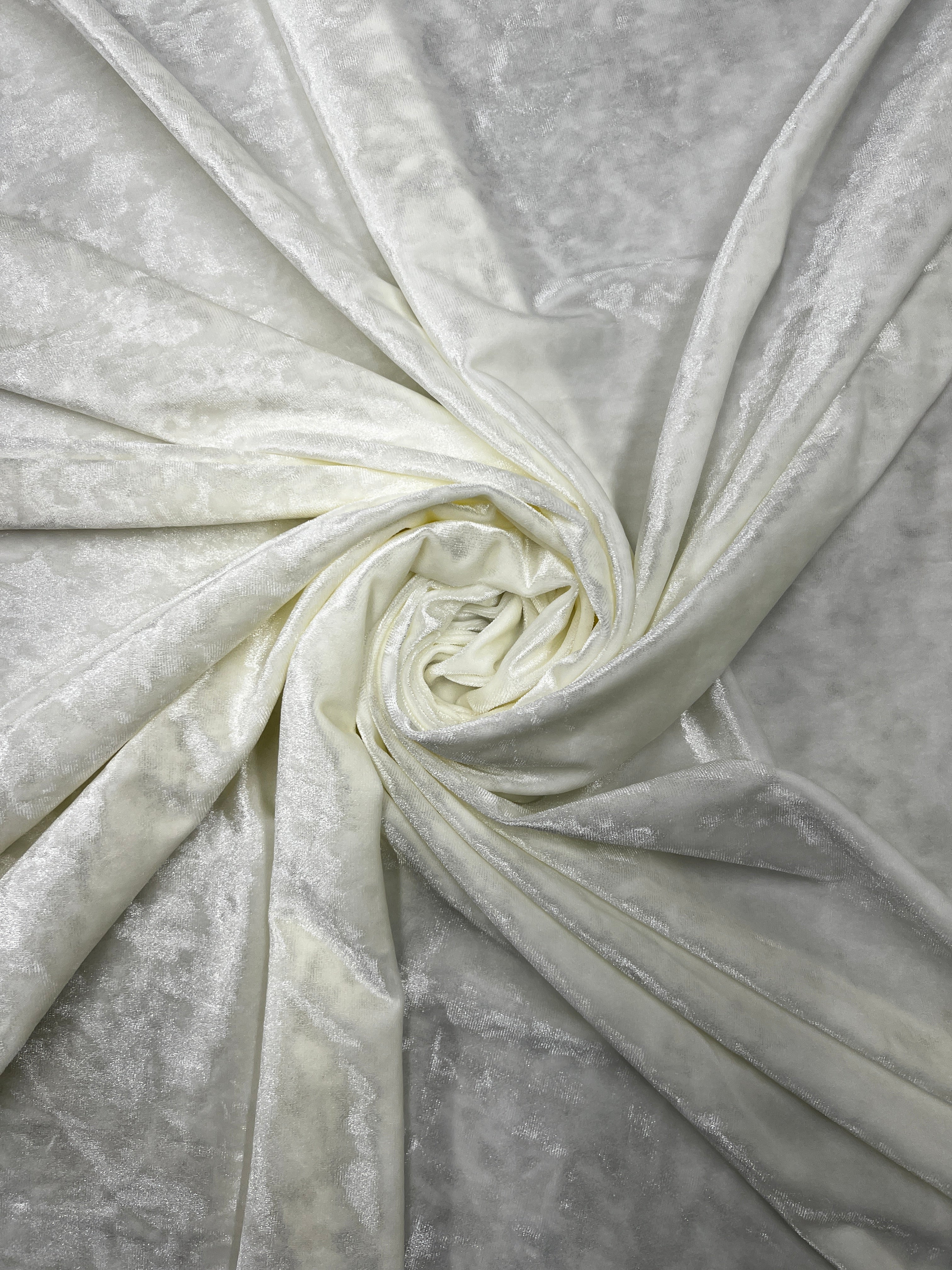 Ivory Crushed Velvet Fabric –  Loungewear & Costumes – Ivory, 155cm Wide
