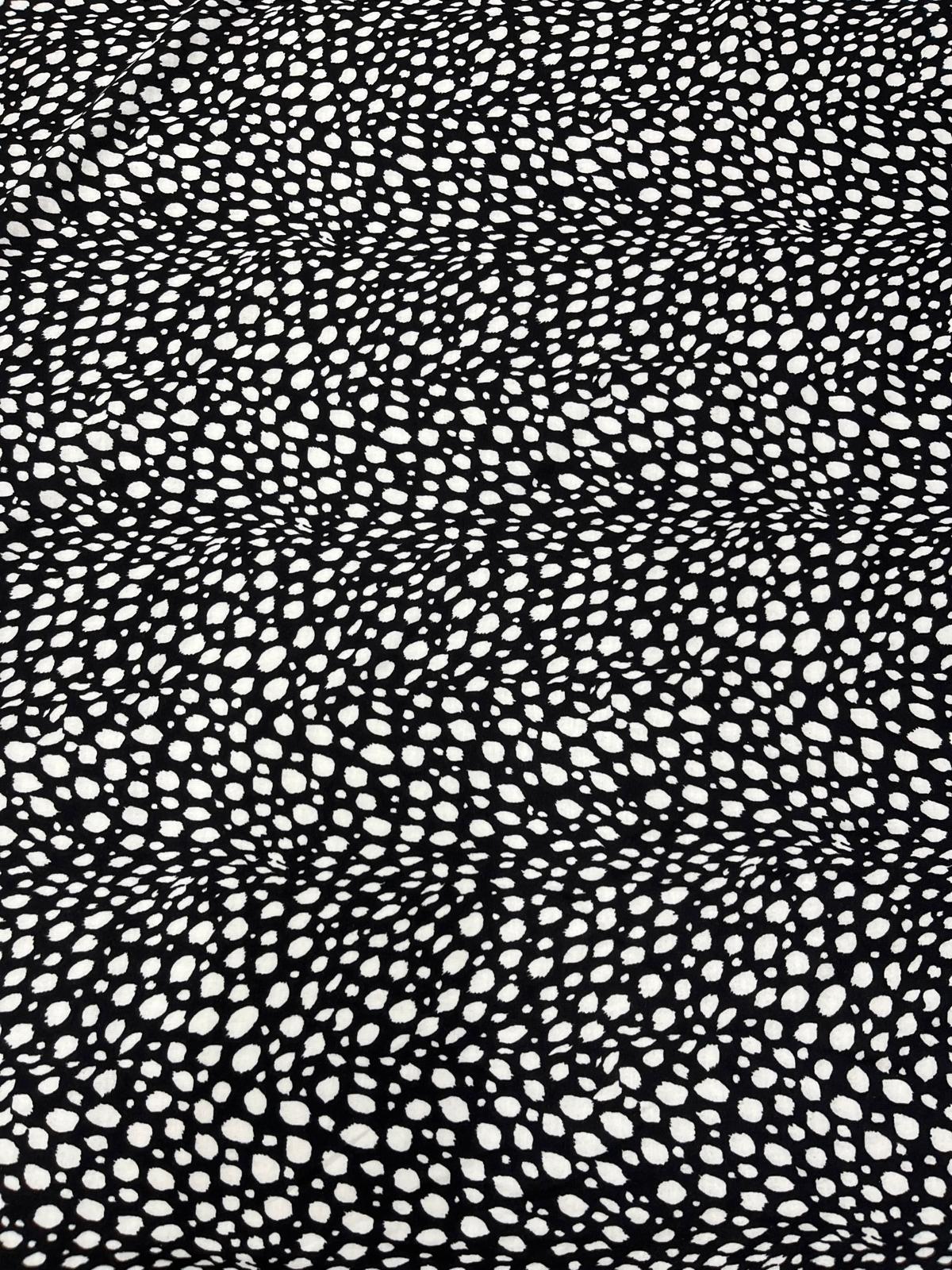 Black & White Abstract Spot Spun Polyester Jersey Fabric 130cm
