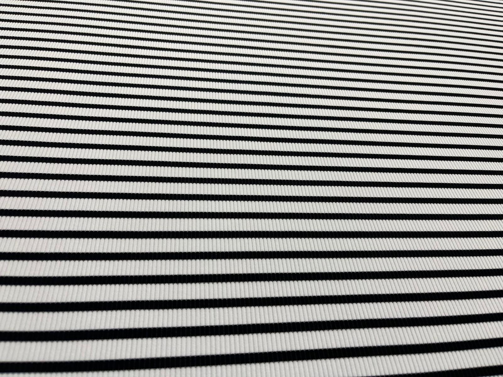 Black White Rib Knit Fabric 130cm Stretch Striped Material for Sewing