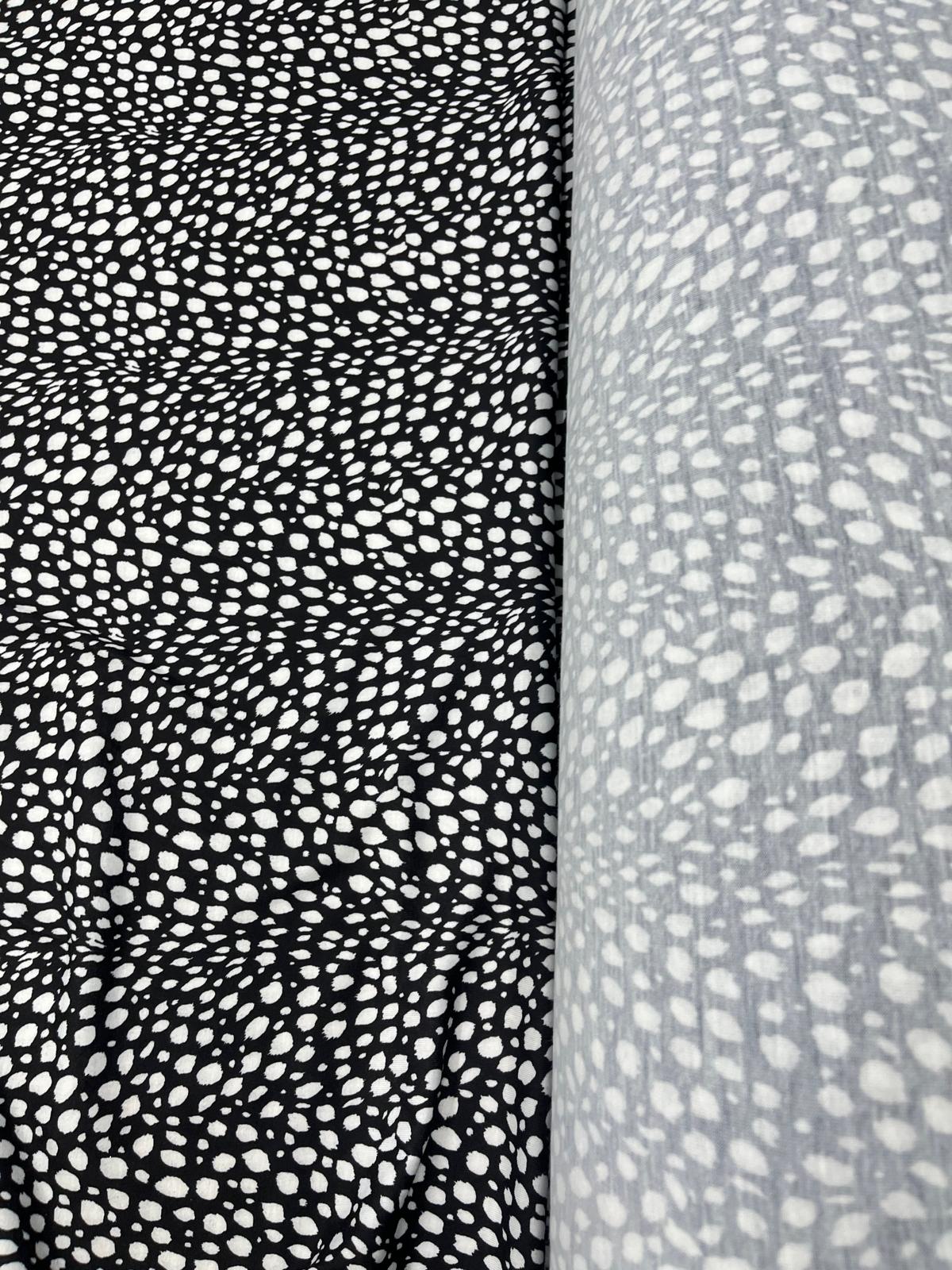 Black & White Abstract Spot Spun Polyester Jersey Fabric 130cm