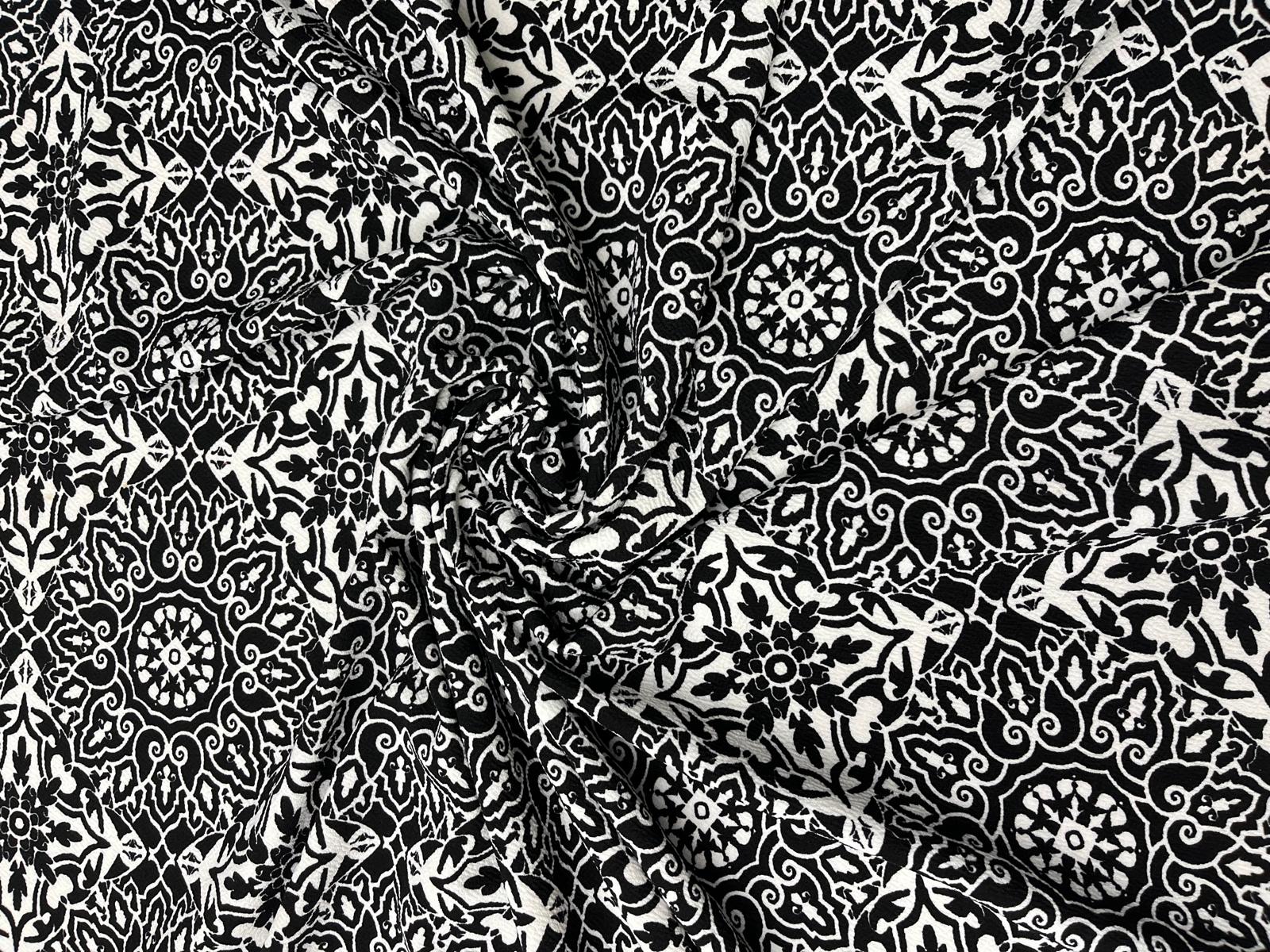 Structured Stretch Fabric for Dresses & Skirts – Black White Liverpool, 150cm Wide