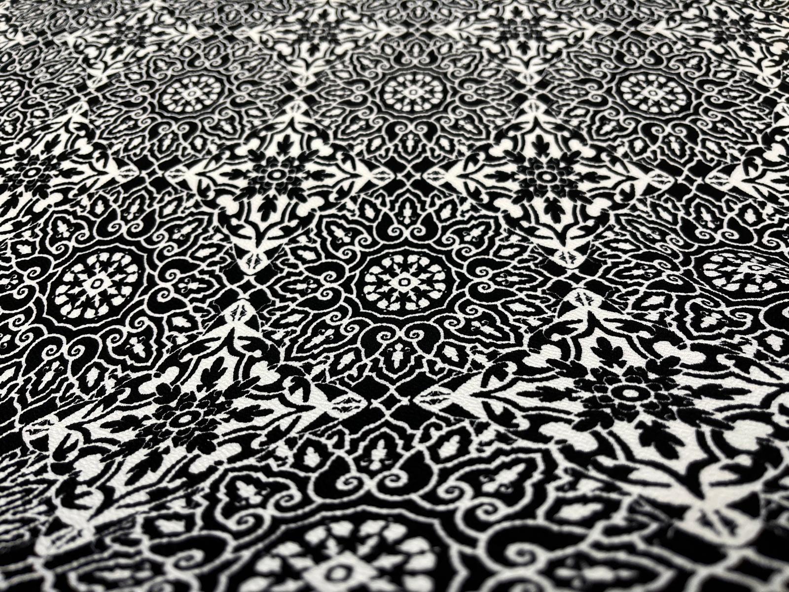 Structured Stretch Fabric for Dresses & Skirts – Black White Liverpool, 150cm Wide