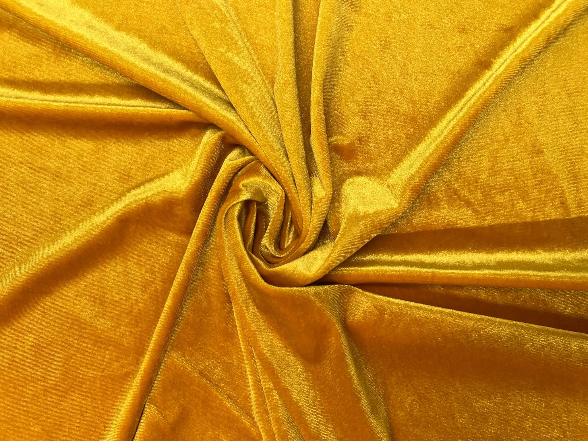 Stretch Velvet Fabric for Dresses, Loungewear & Costumes – Gold, 160cm Wide
