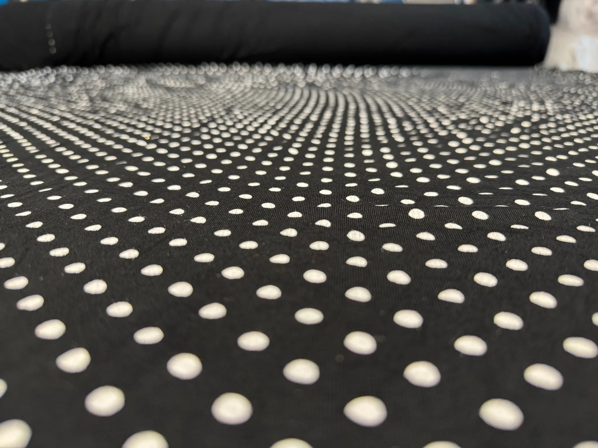 Polka dot viscose elastane fabric in yardage