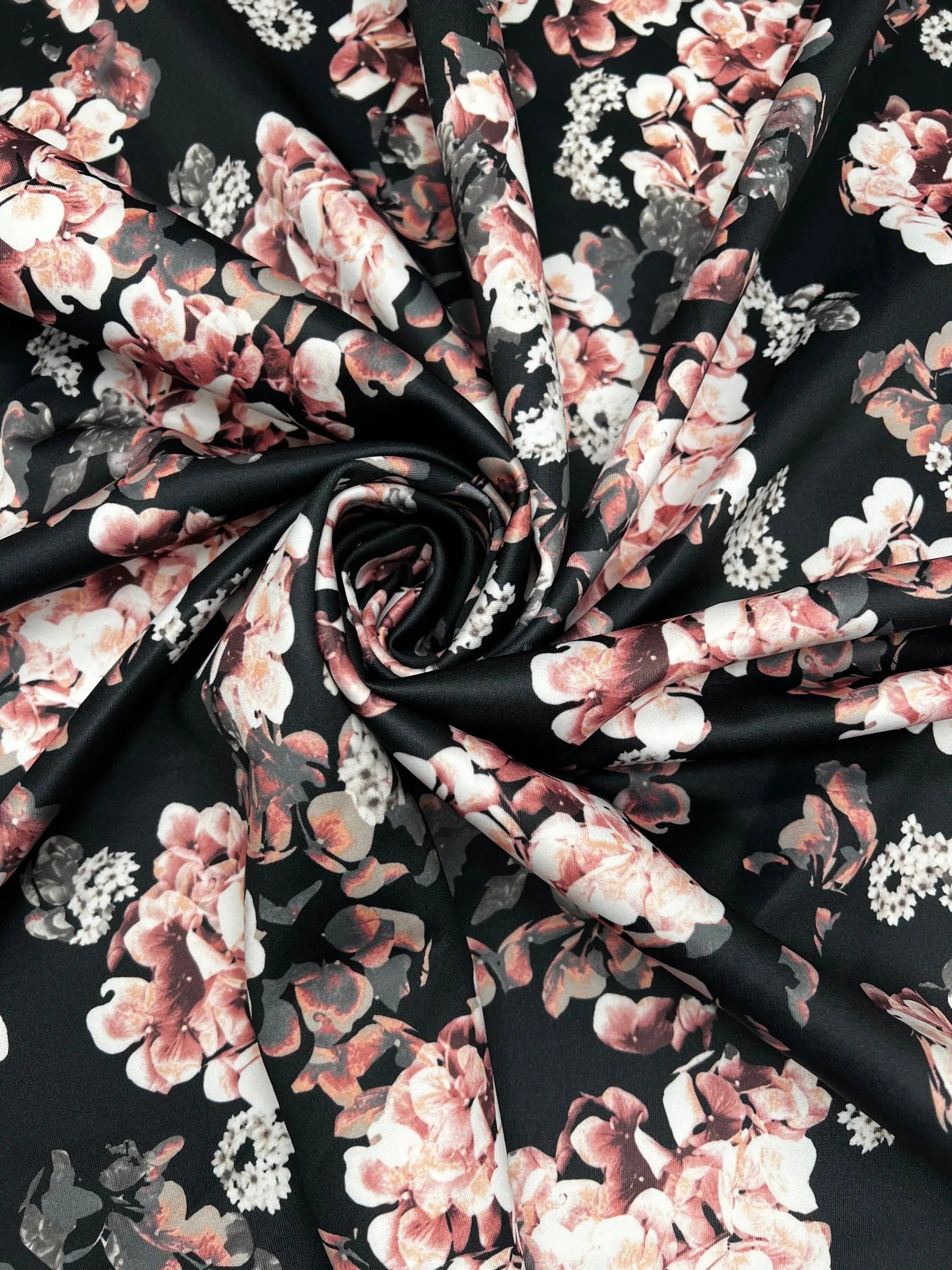 Versatile black scuba stretch fabric for stylish designs
