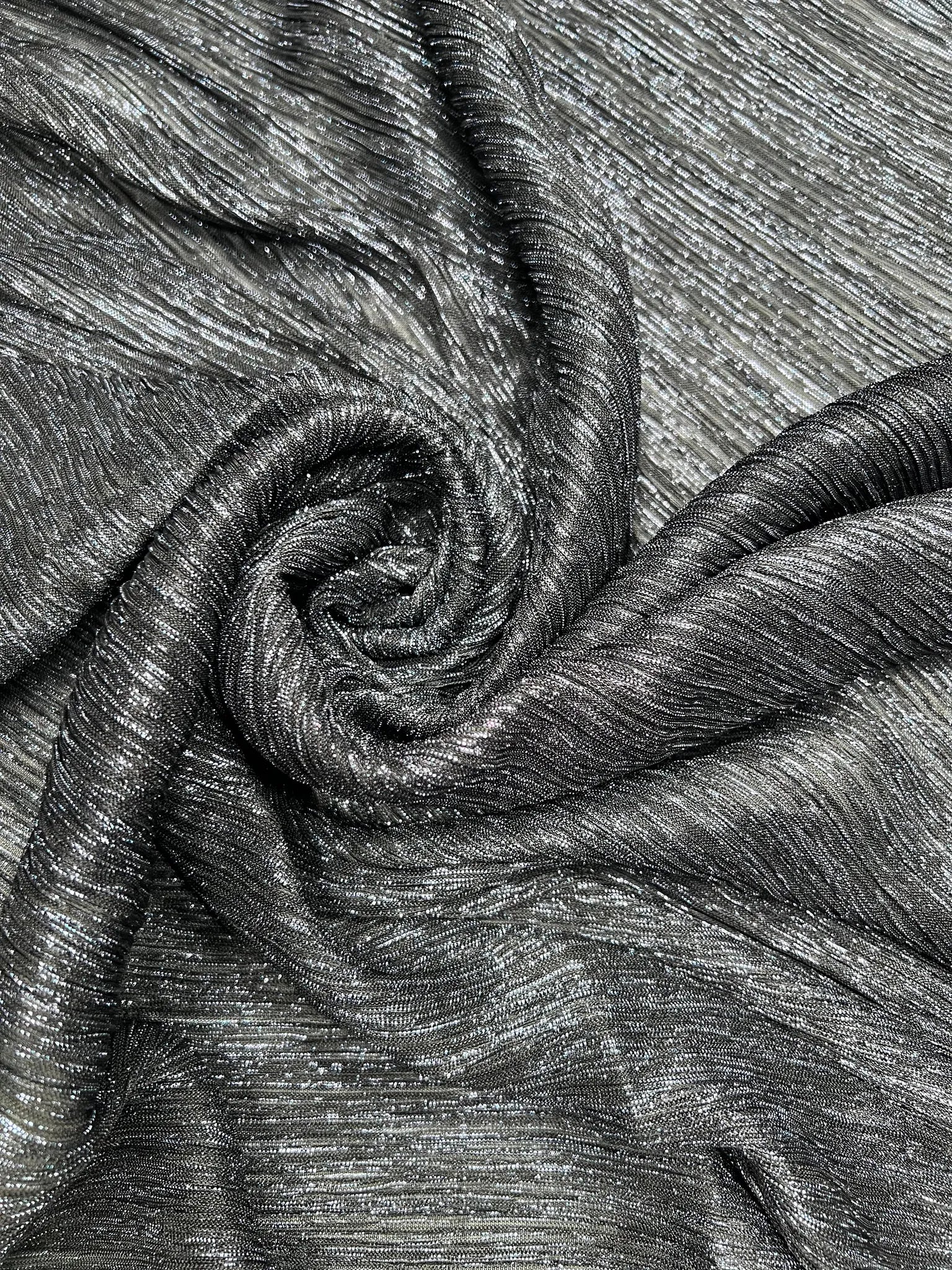 Elegant black plisse fabric ideal for versatile designs