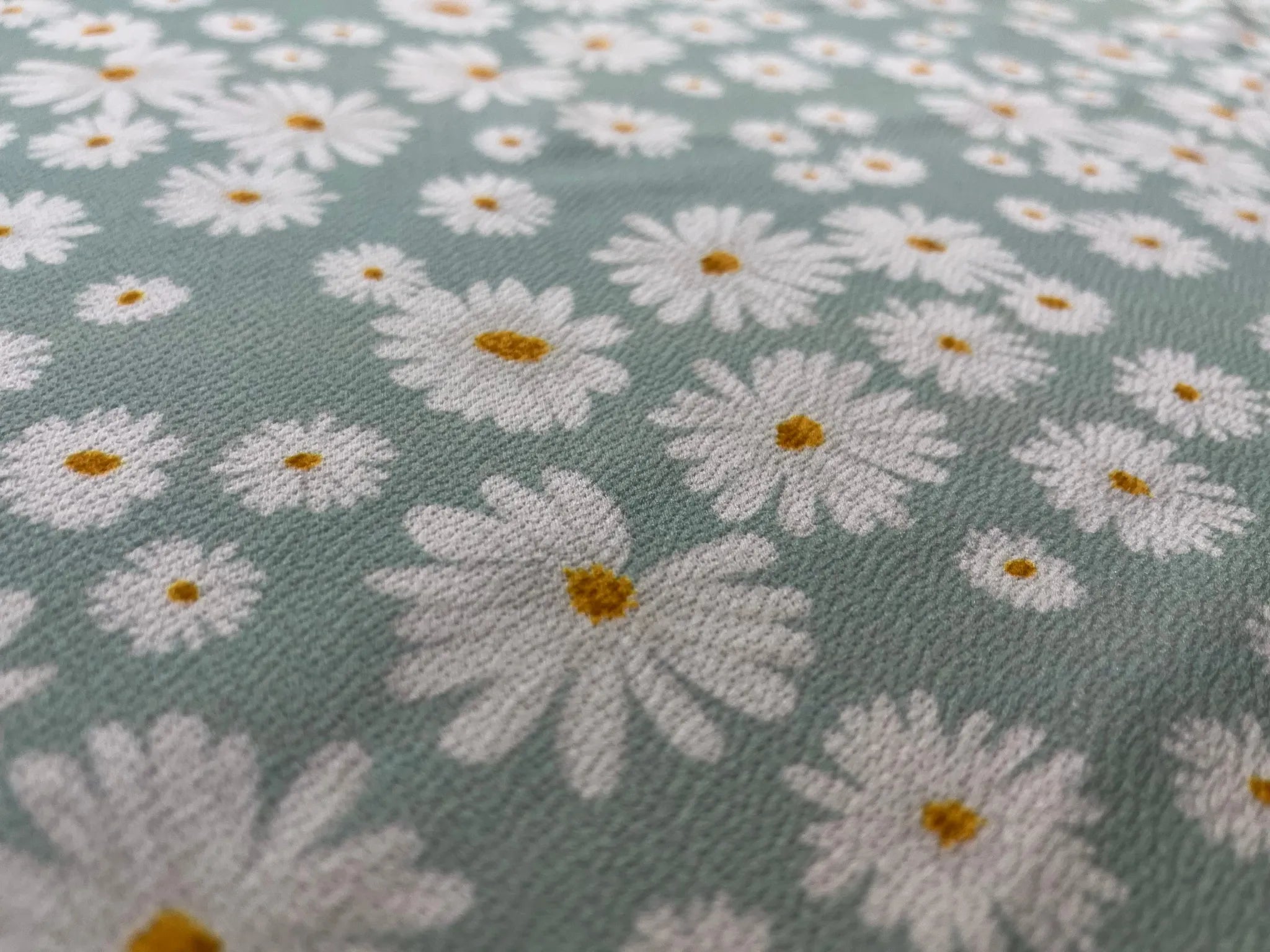 Soft Mint Green Daisy Floral Liverpool Fabric Roll