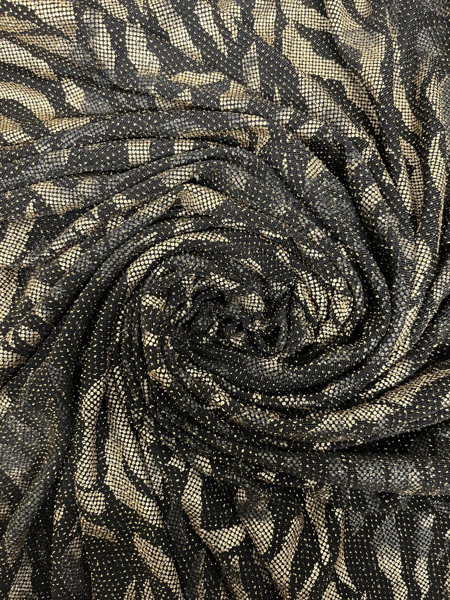 Black and gold zebra print Lurex fabric roll for fashion
