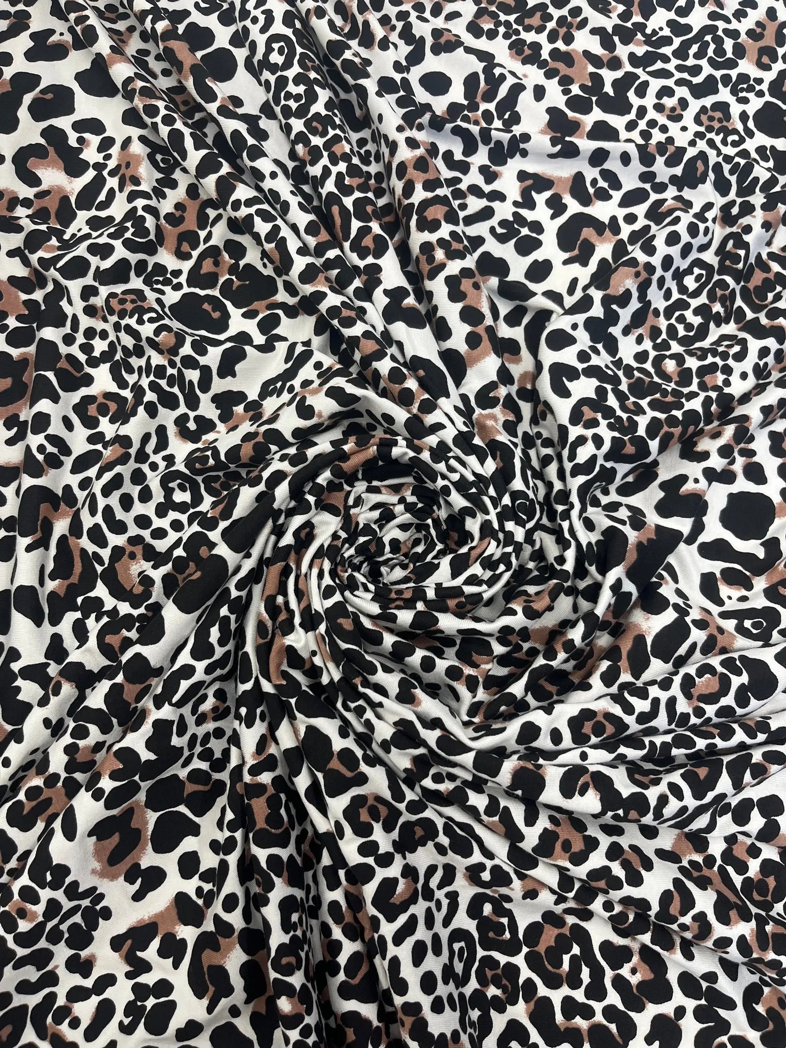 Snow Leopard Animal Print Viscose Fabric