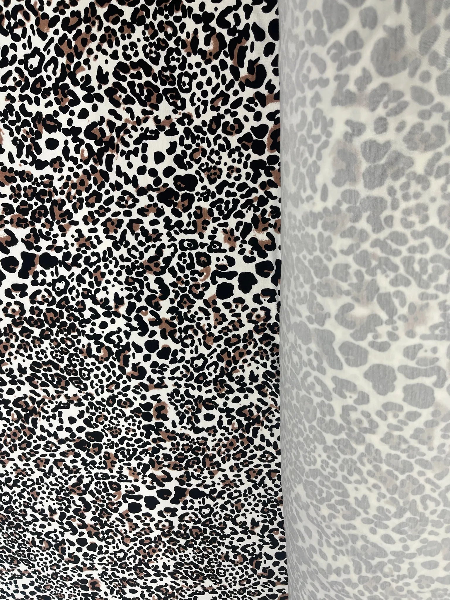Snow Leopard Animal Print Viscose Fabric