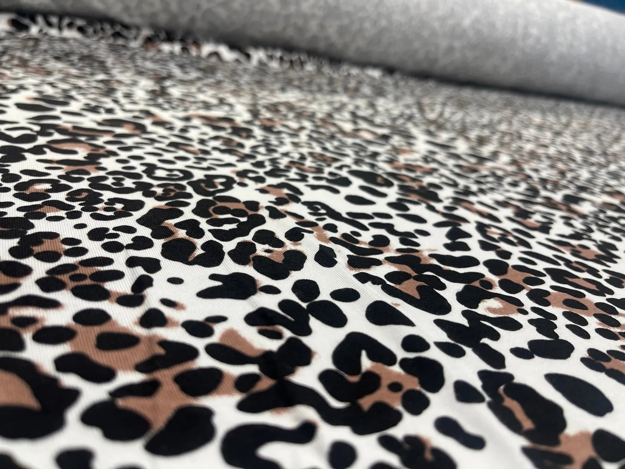 Snow Leopard Animal Print Viscose Fabric