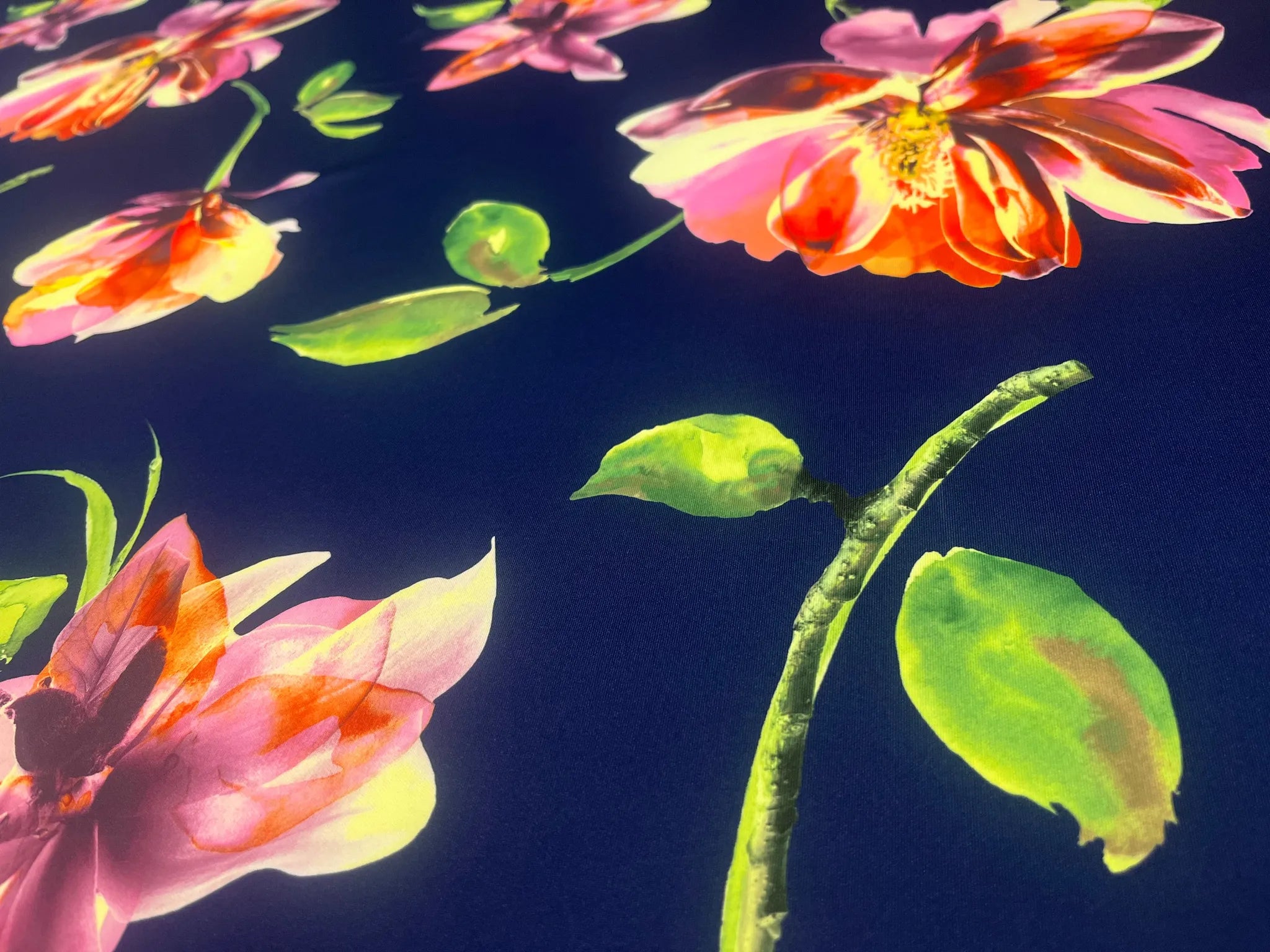 Midnight Garden Watercolor Floral Scuba Fabric