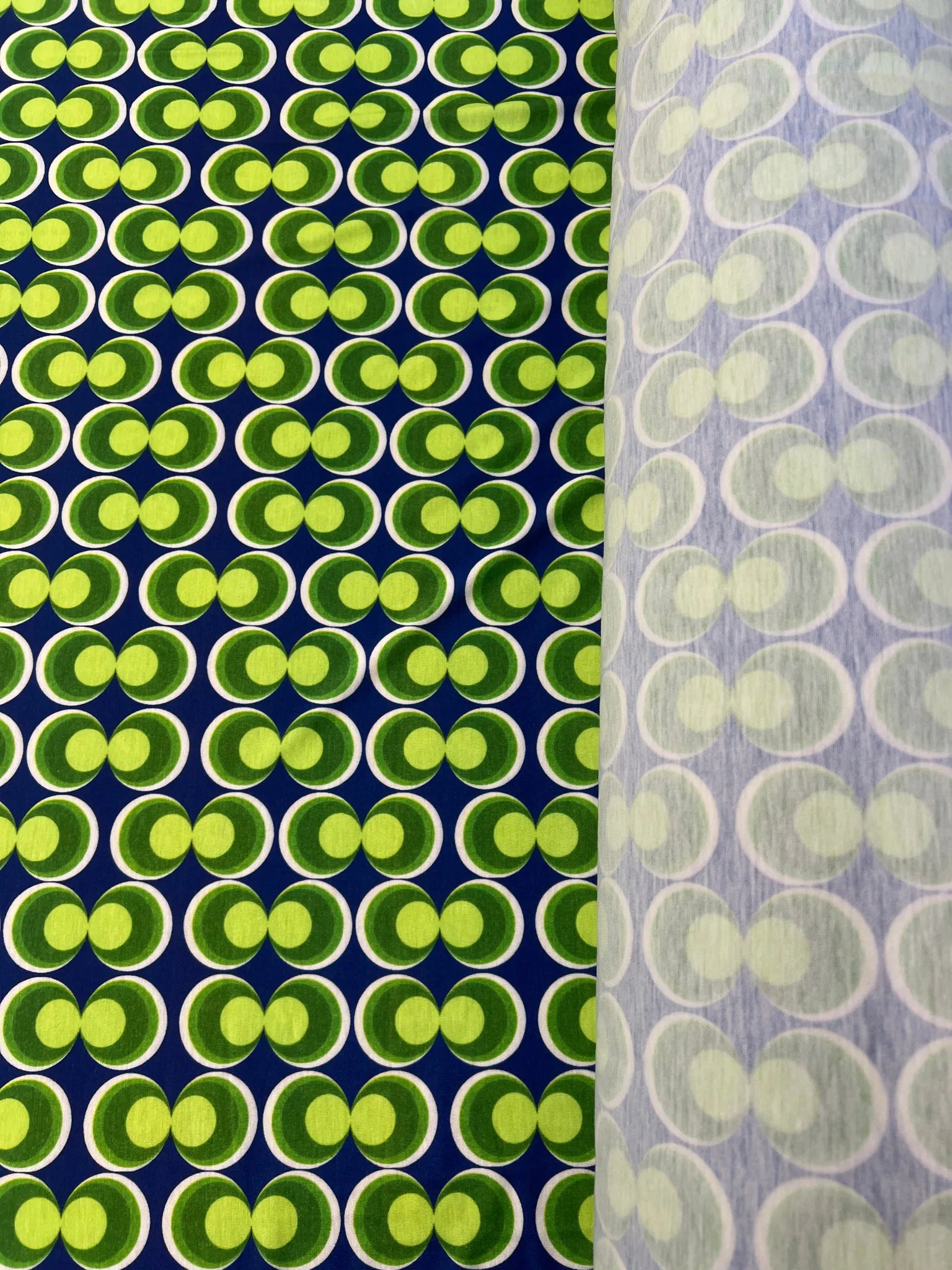 Close-up of retro circle print on fabric