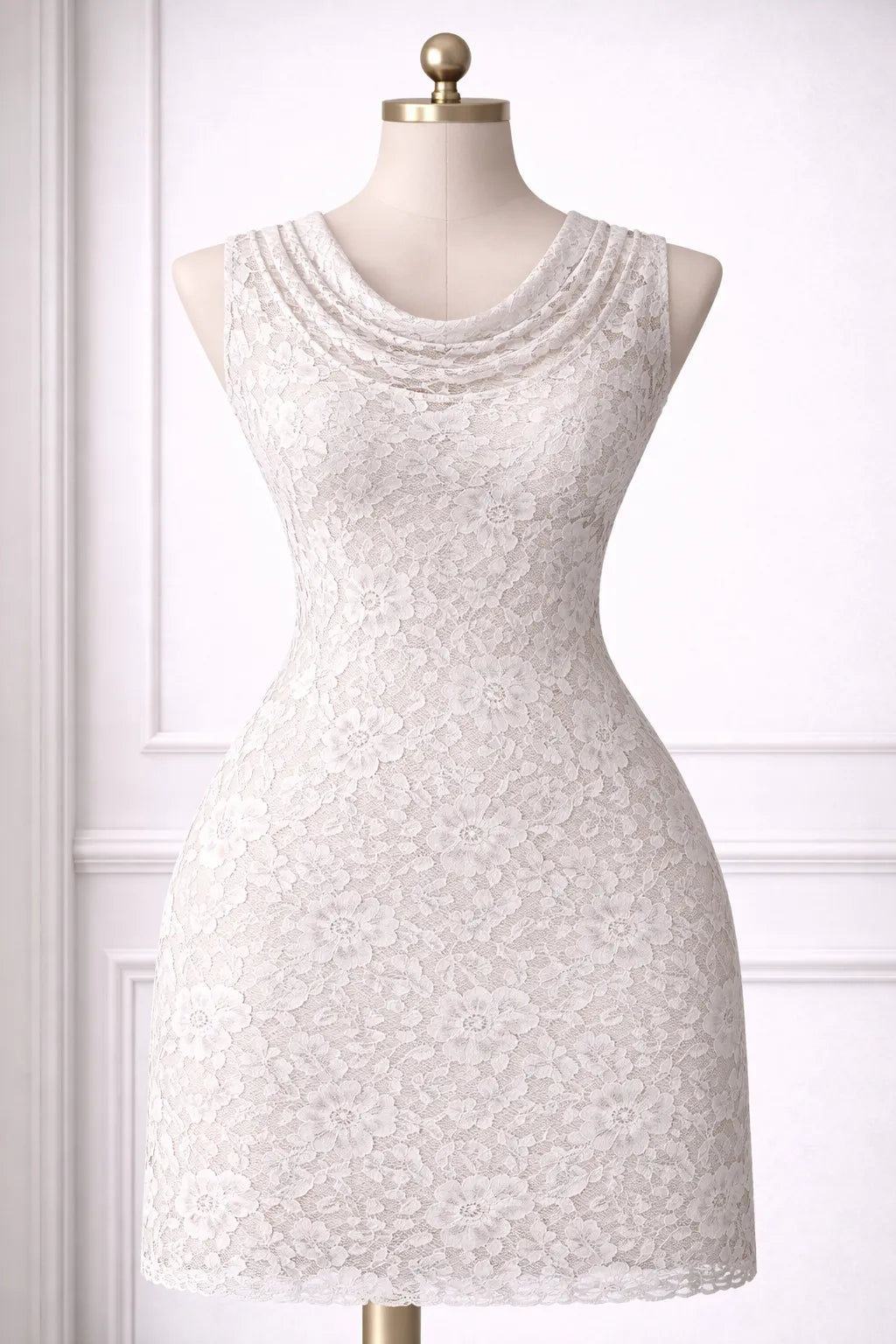 Lightweight Ice White Lace Fabric perfect for dressmaking.