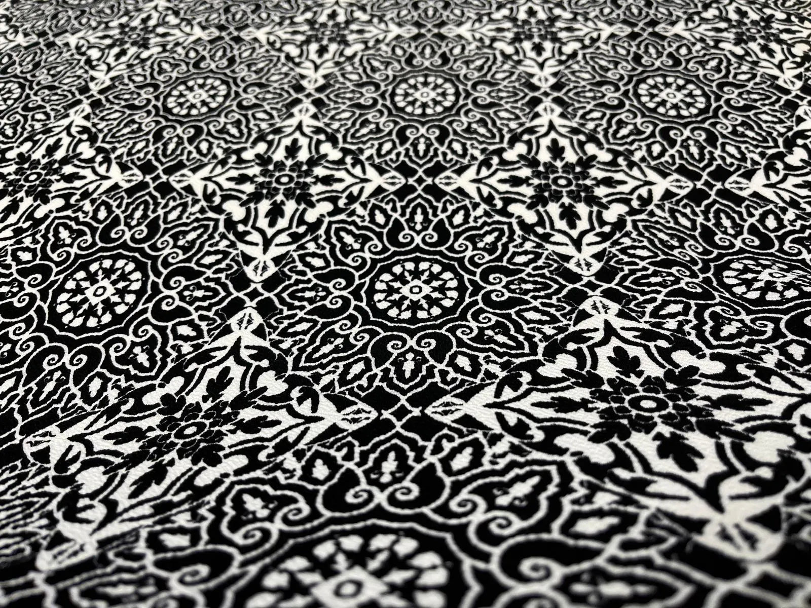 Close-up of soft textured stretch fabric in black and white.