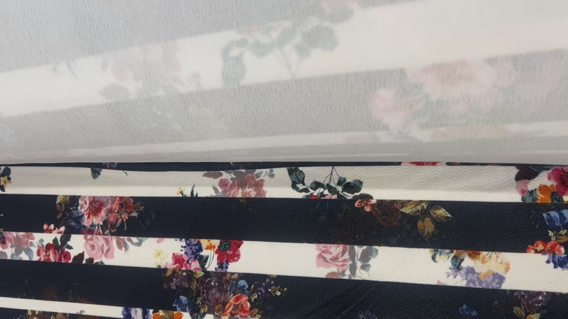 Black & White Floral Stripe Liverpool Fabric