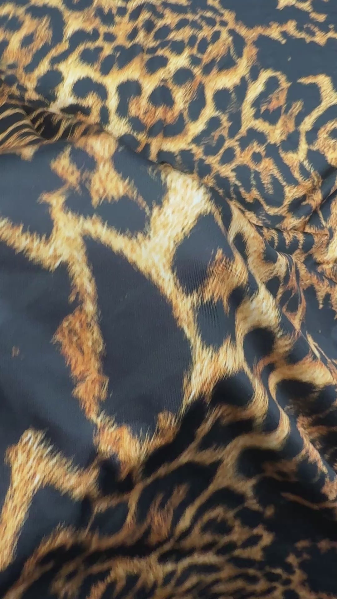 Black & Gold Leopard Print Slinky Jersey Fabric