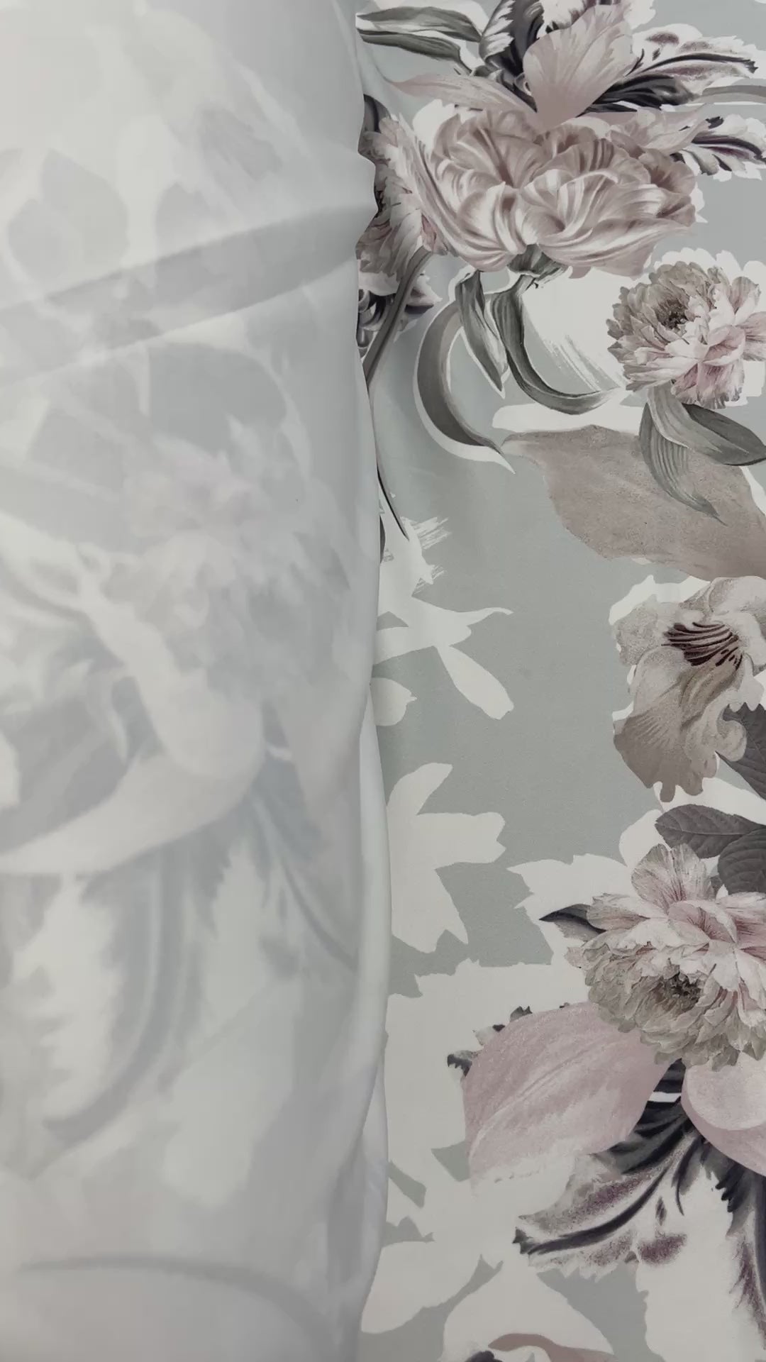 Soft Blush Botanical Floral Scuba Fabric – Pale Grey & Pink