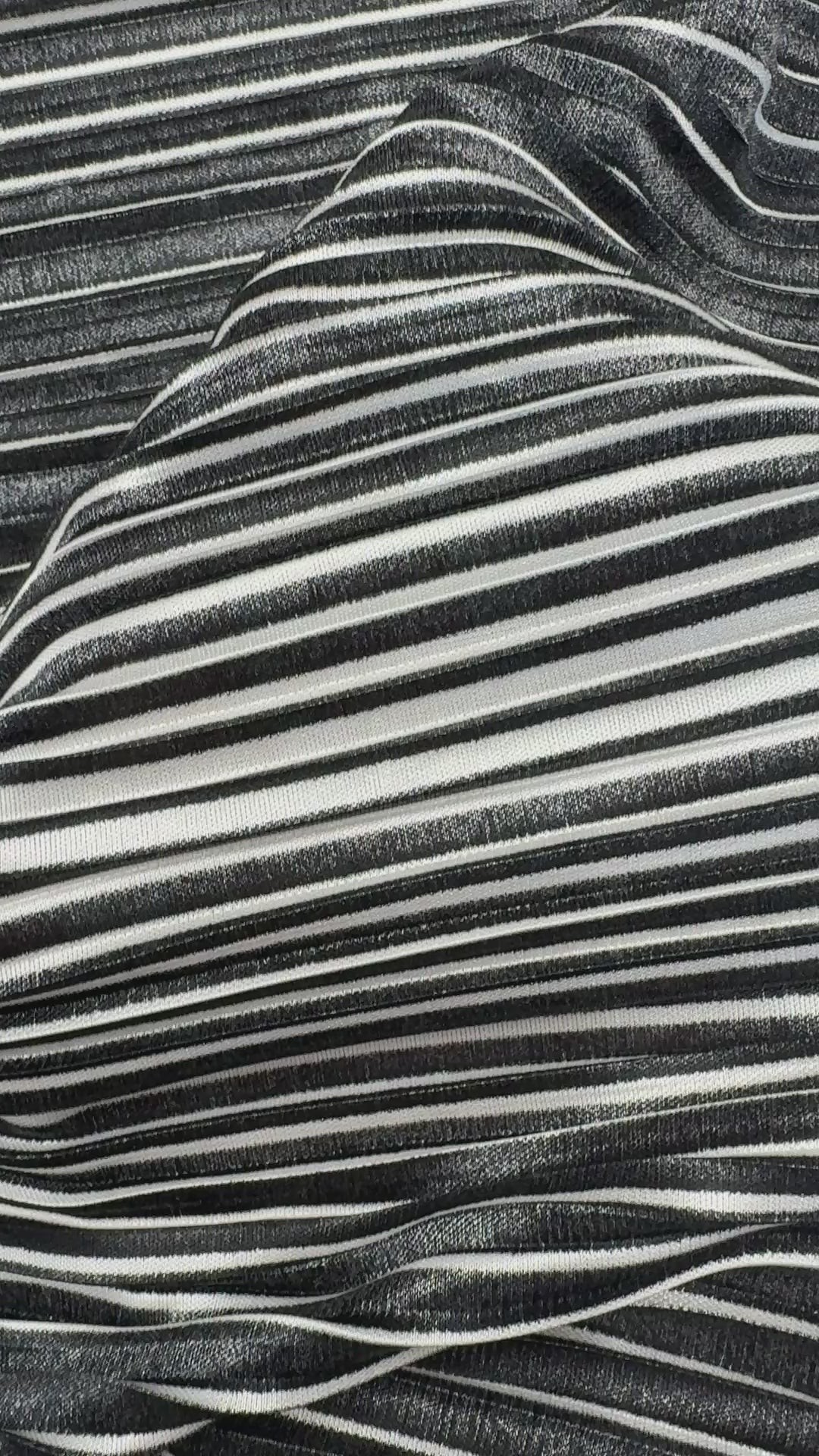Black & White Pinstripe Plissé Pleated Fabric