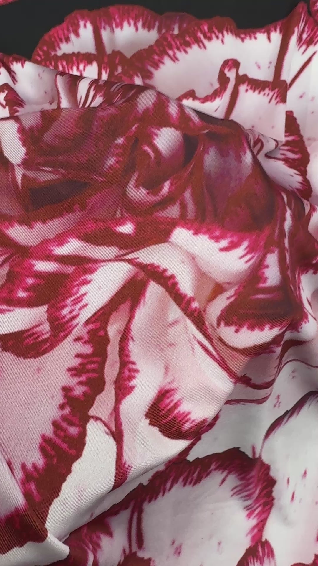 Black & Red Giant Carnation Floral Slinky Jersey Fabric