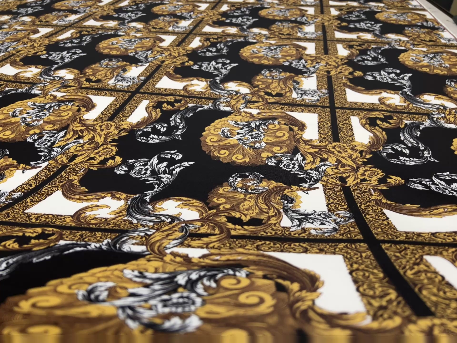 Dressmaking & Statement Fabric – Black & Gold Baroque Luxury Woven Fabric – 151cm