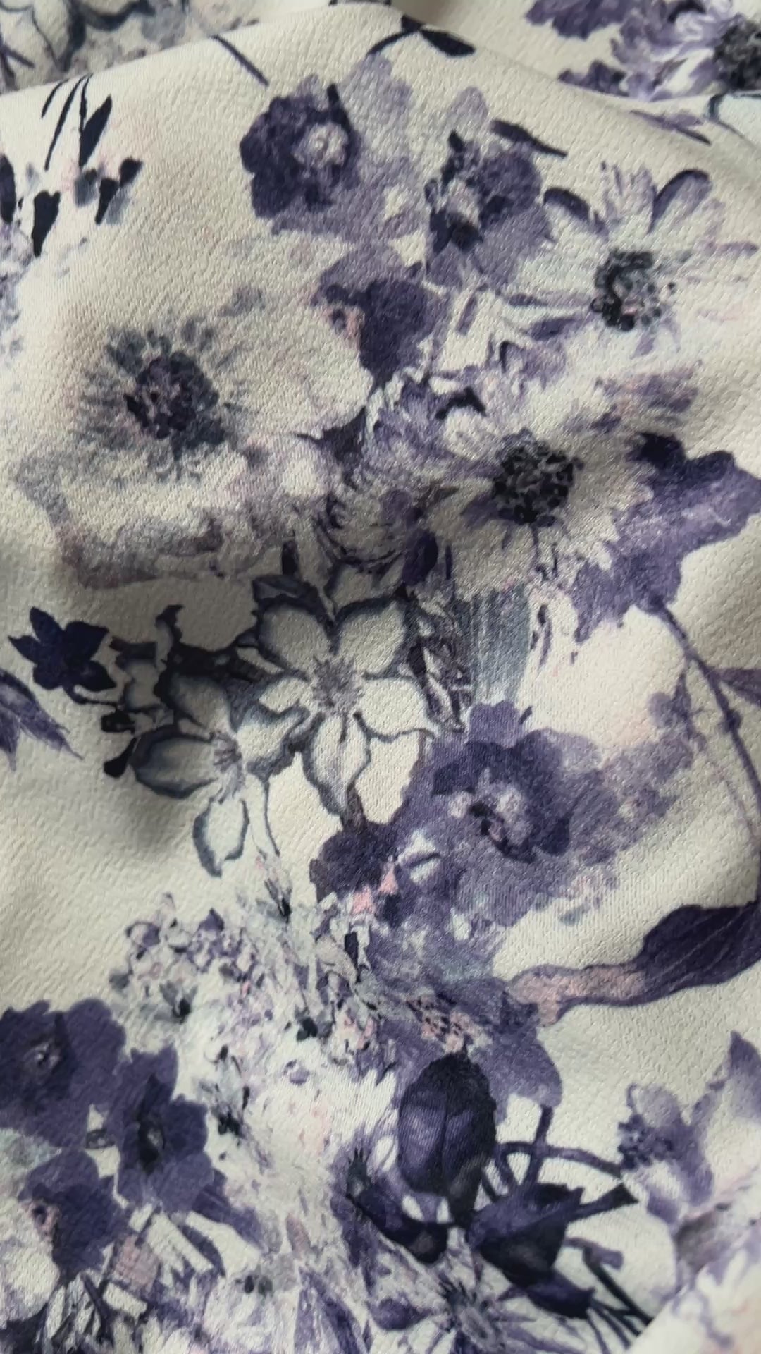 Ivory & Lavender Watercolour Floral Liverpool Knit Fabric