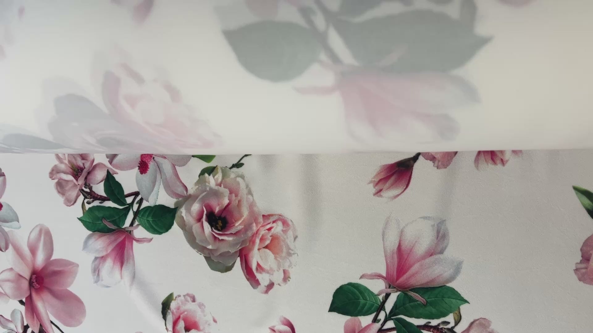 Ivory Pink Rose Floral Scuba Crepe Fabric