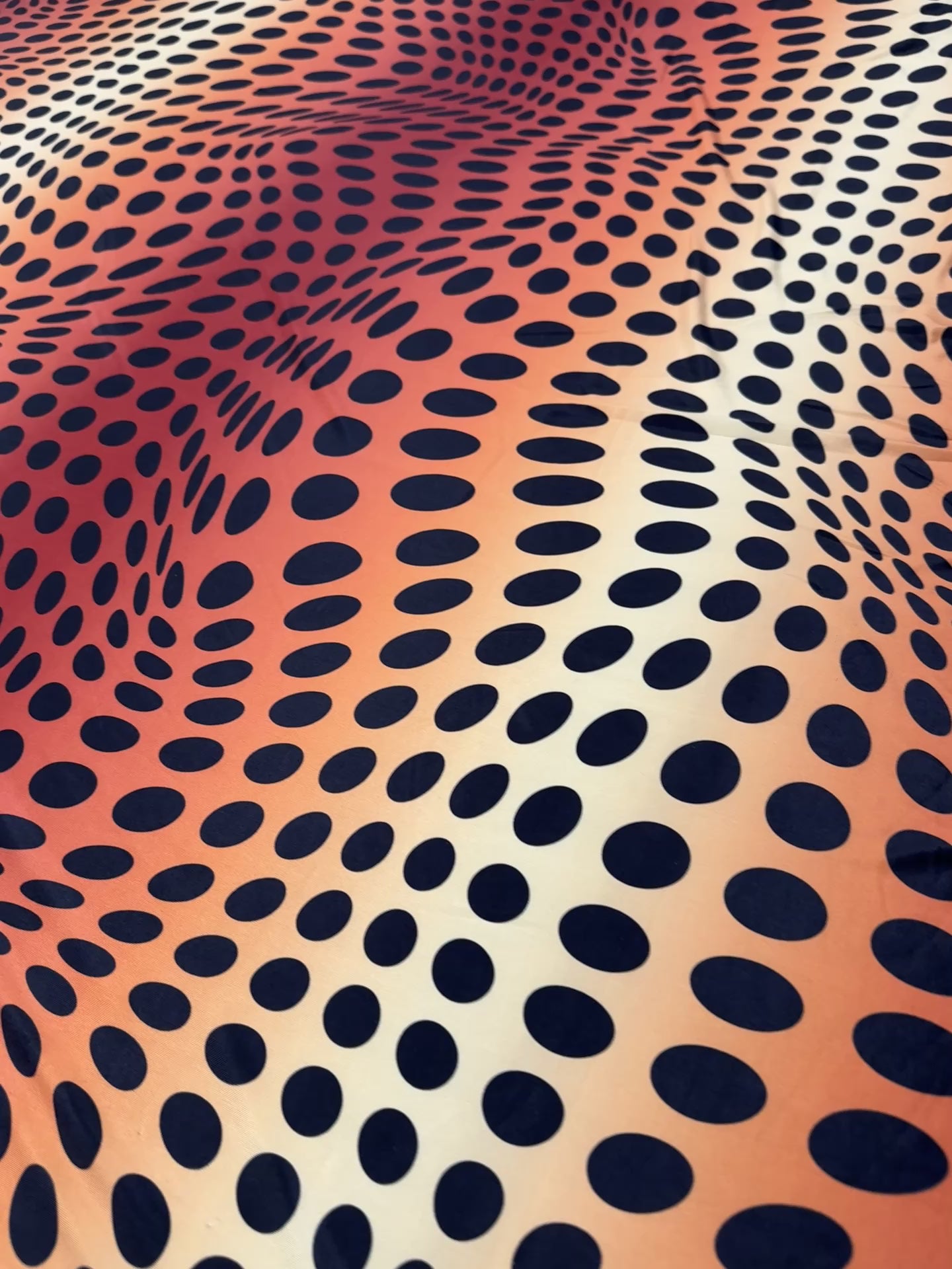 Red & Orange Sunset Ombré Polka Dot Slinky Jersey Fabric