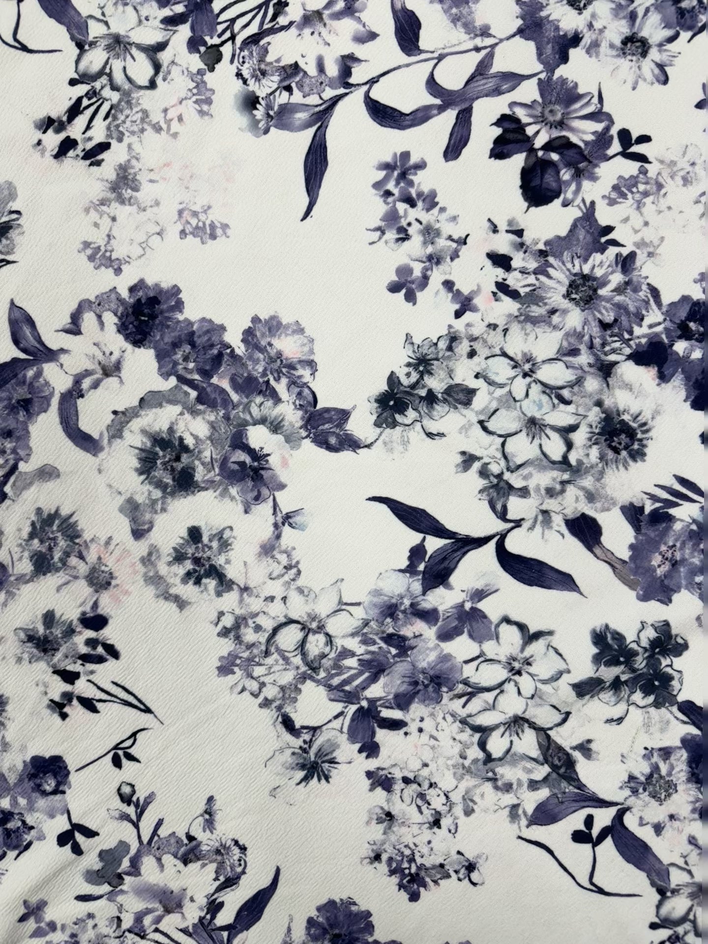 Dressmaking & Statement Fabric – Lavender Navy Floral Liverpool Fabric – Stretch Textured Knit – 154cm