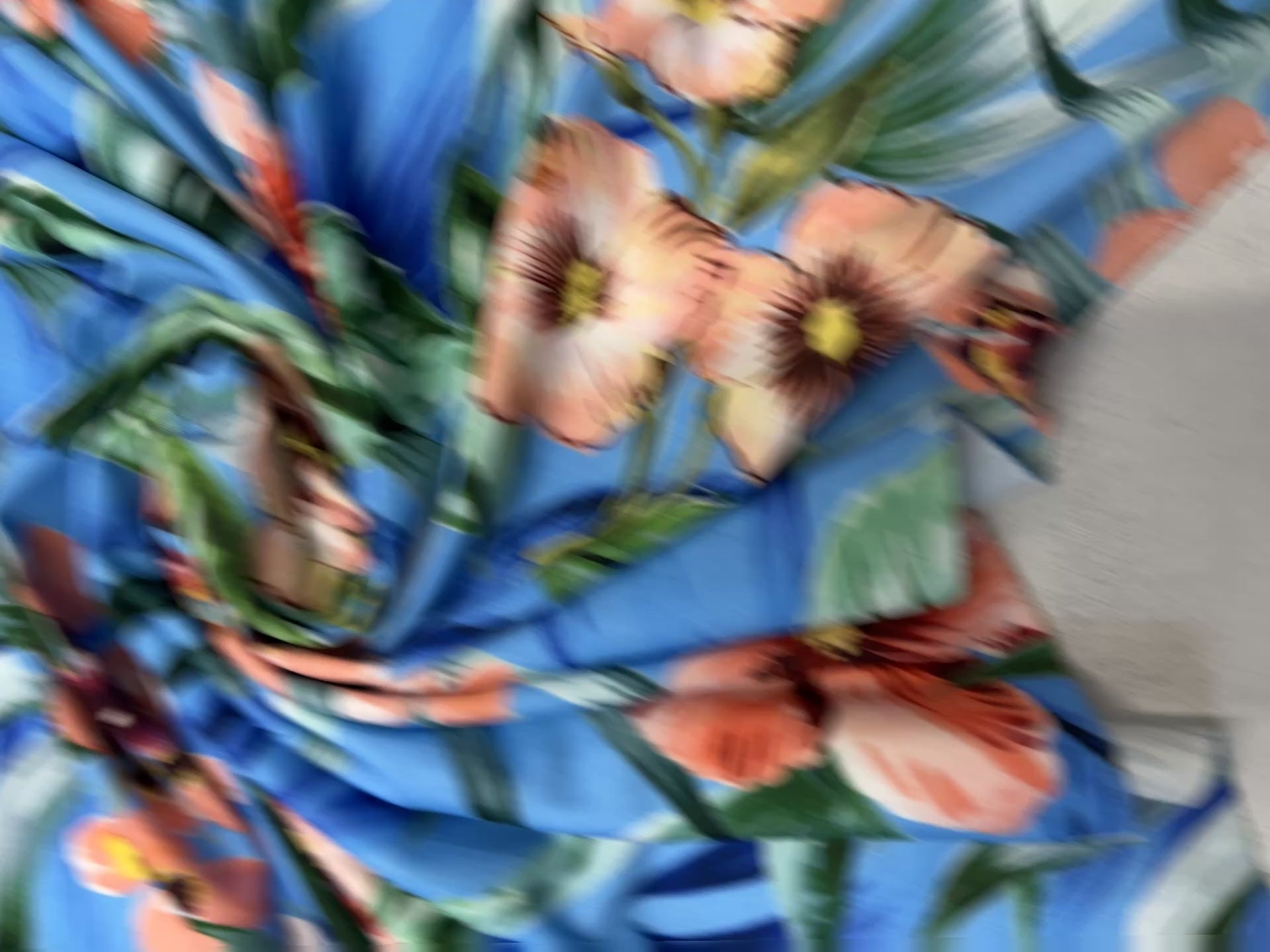 Blue Tropical Floral Spun Polyester Jersey Fabric 147cm