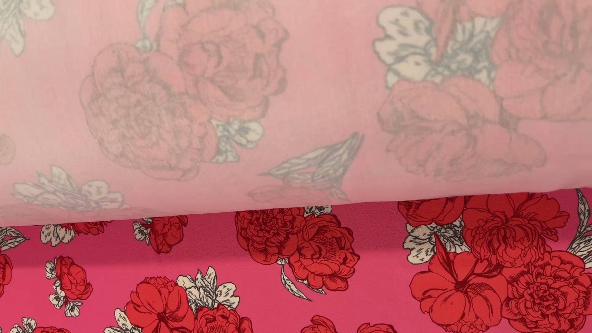 Pink & Red Rose Floral Print Liverpool Fabric