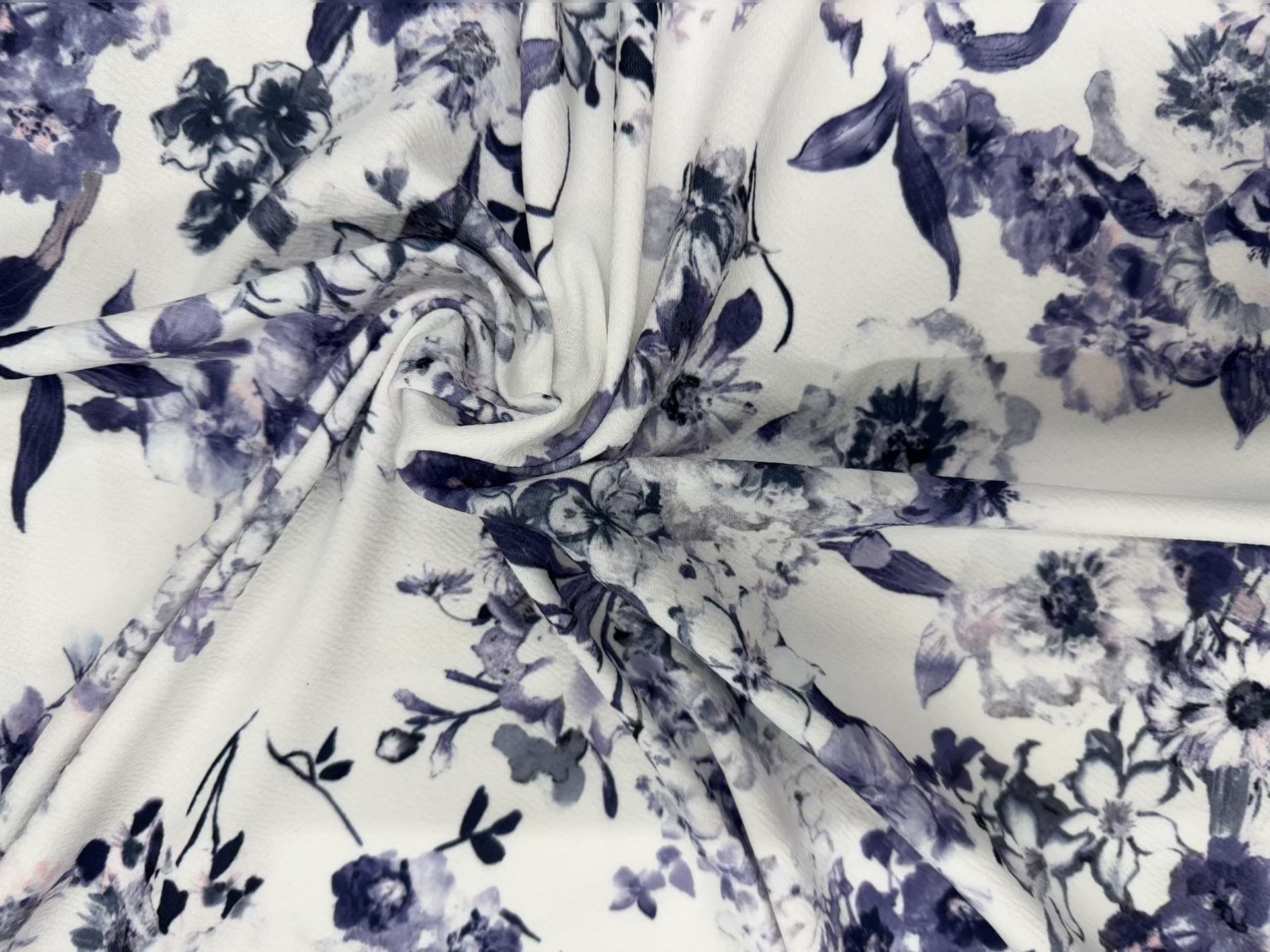 Dressmaking & Statement Fabric – Lavender Navy Floral Liverpool Fabric – Stretch Textured Knit – 154cm