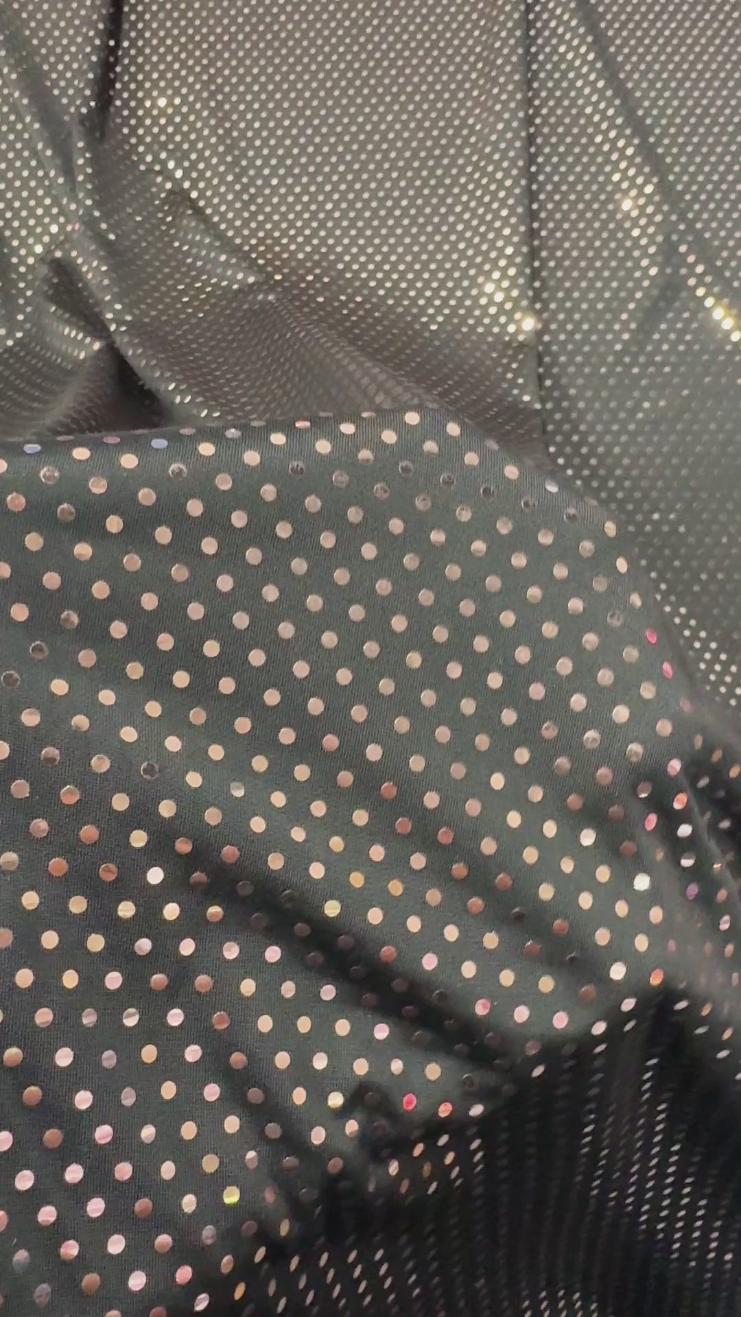 Black & Rose Gold Shimmering Micro Sequin Stretch Knit Fabric