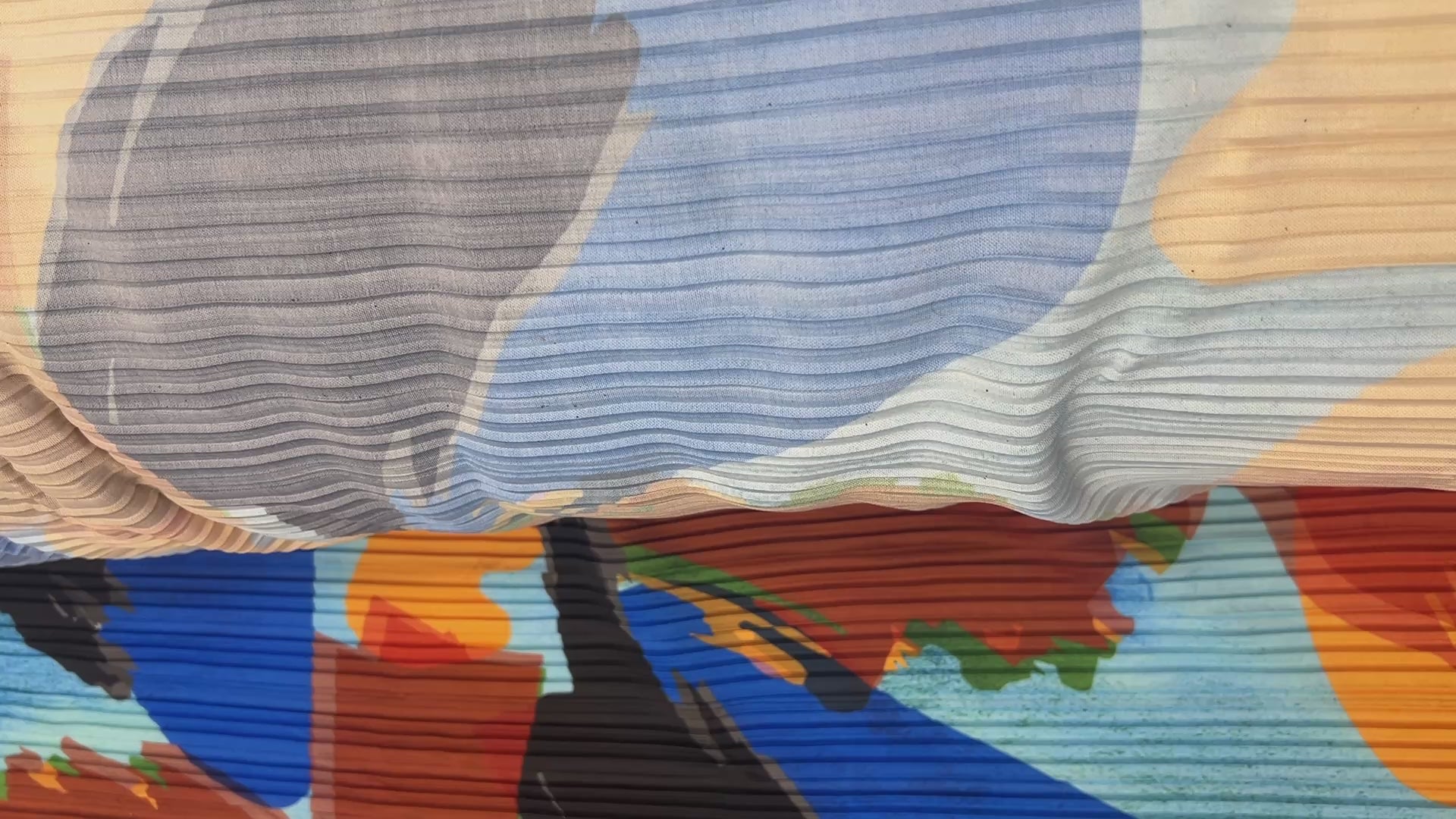 Multicolour Abstract Print Pleated Fabric