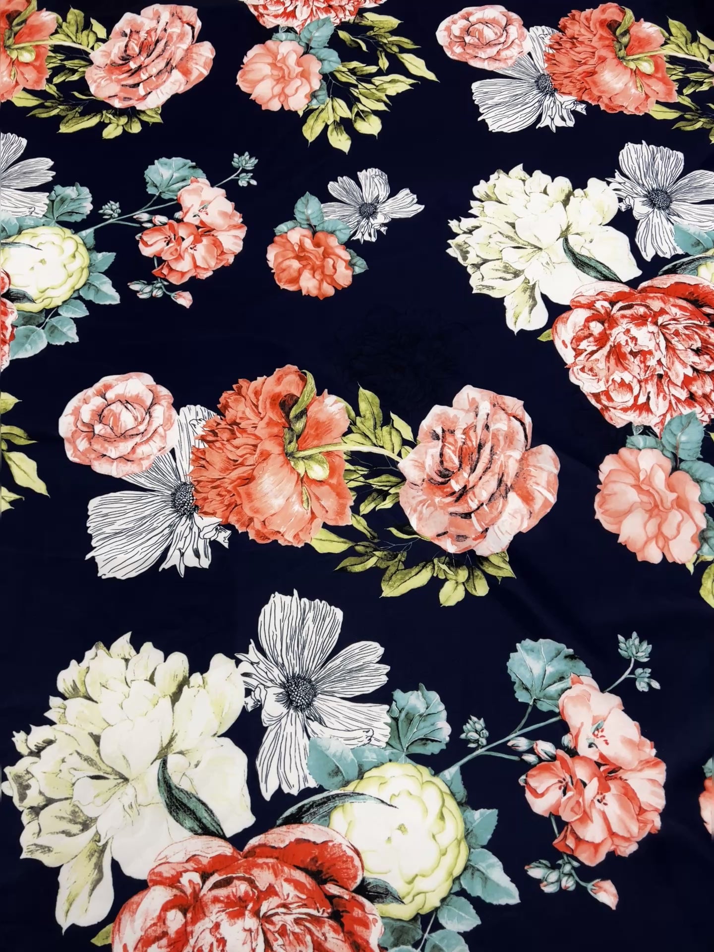 Midnight Floral Scuba Fabric 151cm Wide