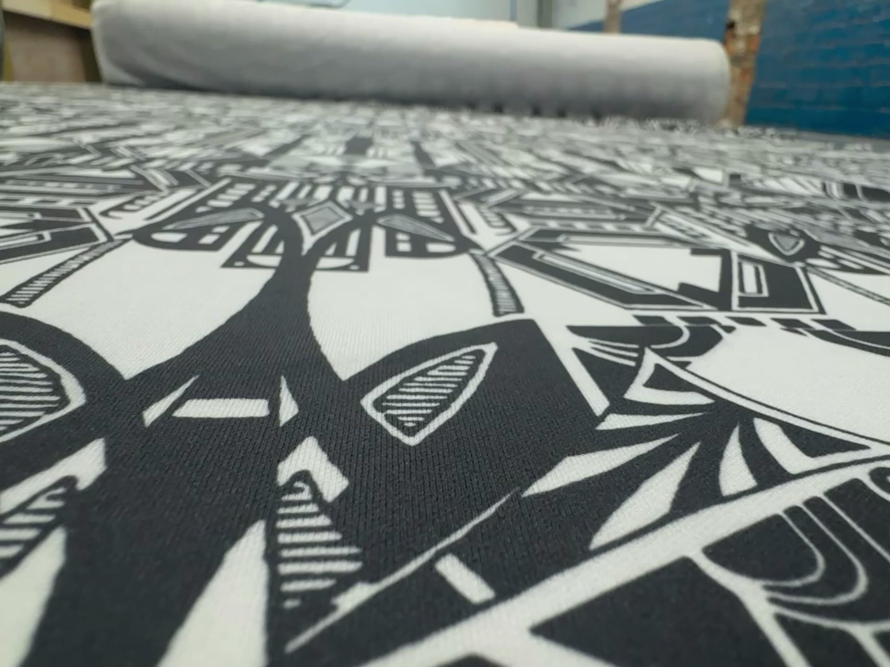 Black & White Art Deco Geometric Print Dressmaking 144cm