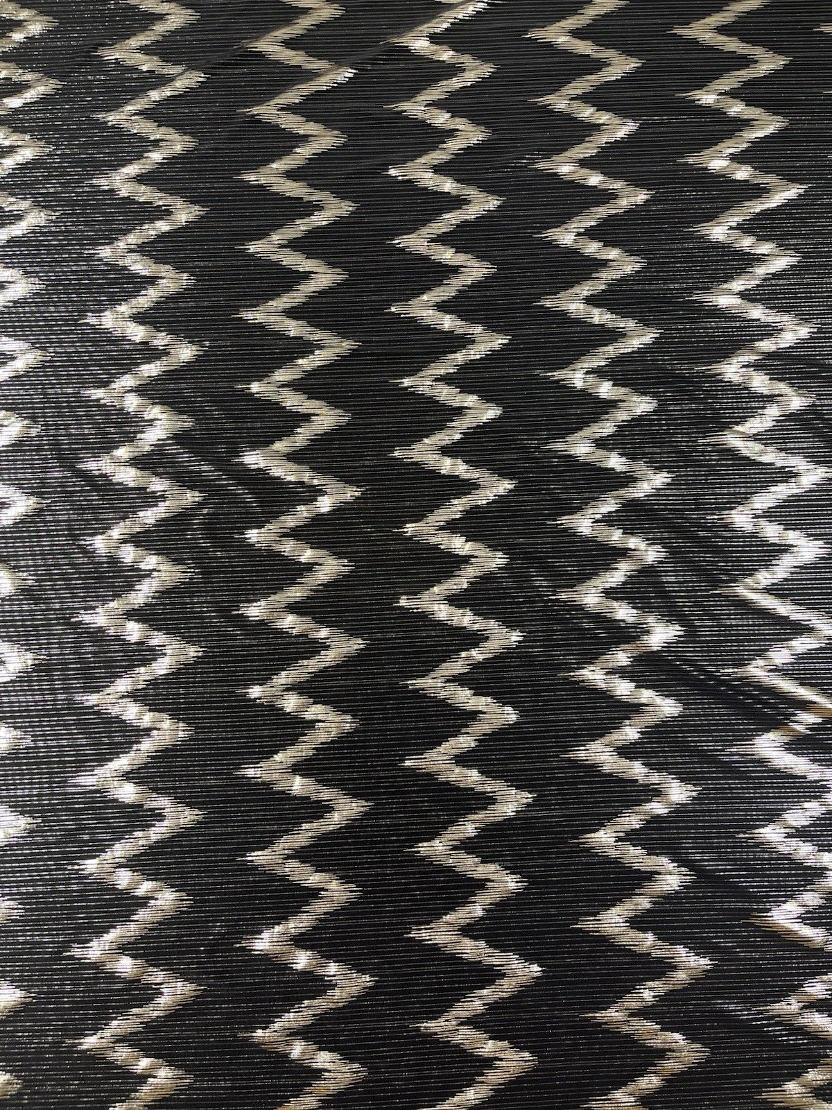 Black & Silver Metallic Zig Zag Stretch Fabric 144cm Wide Medium 2-Way Stretch