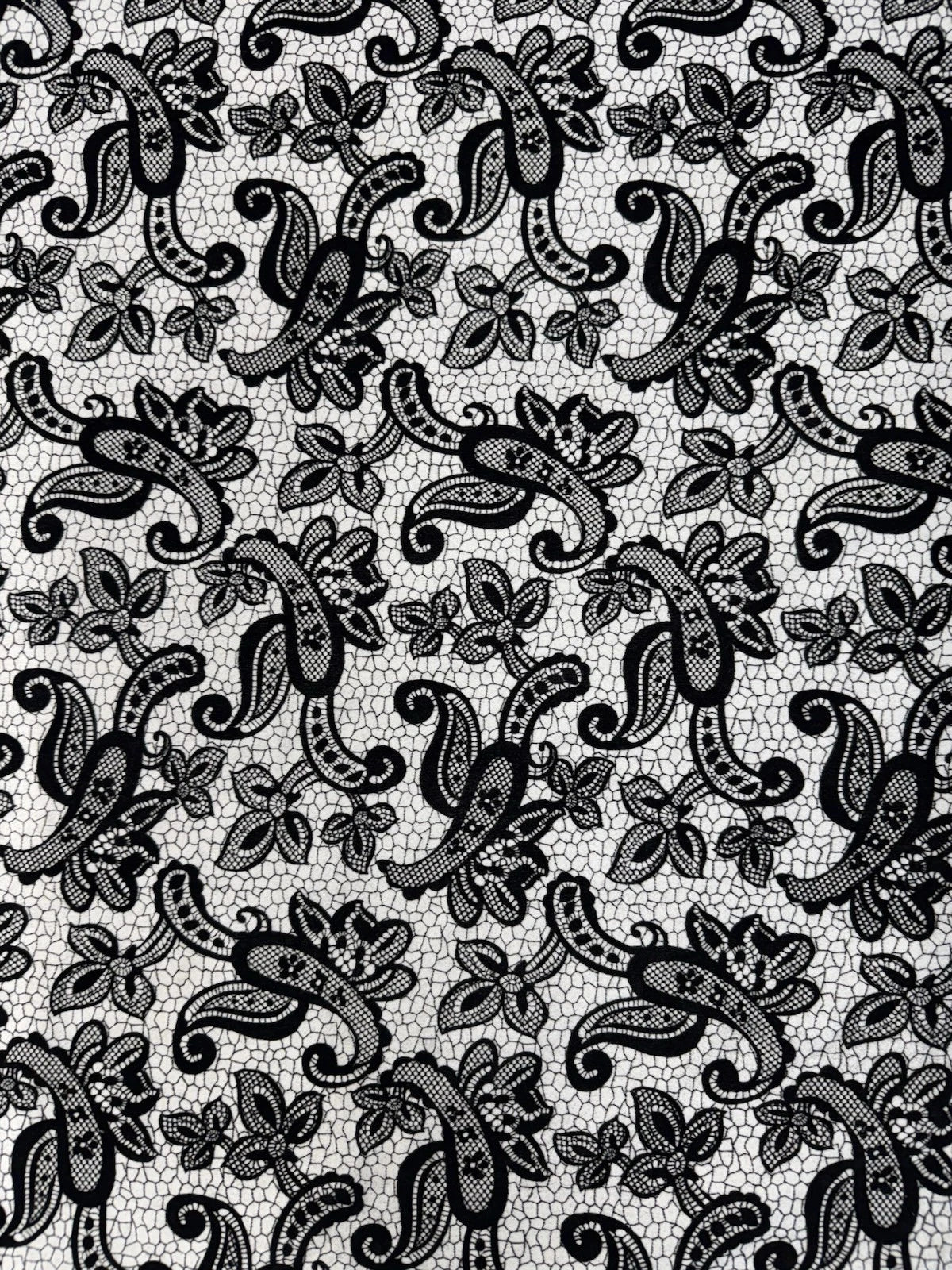 Black & White Textured Lace Print Jersey Dressmaking Fabric UK 153cm