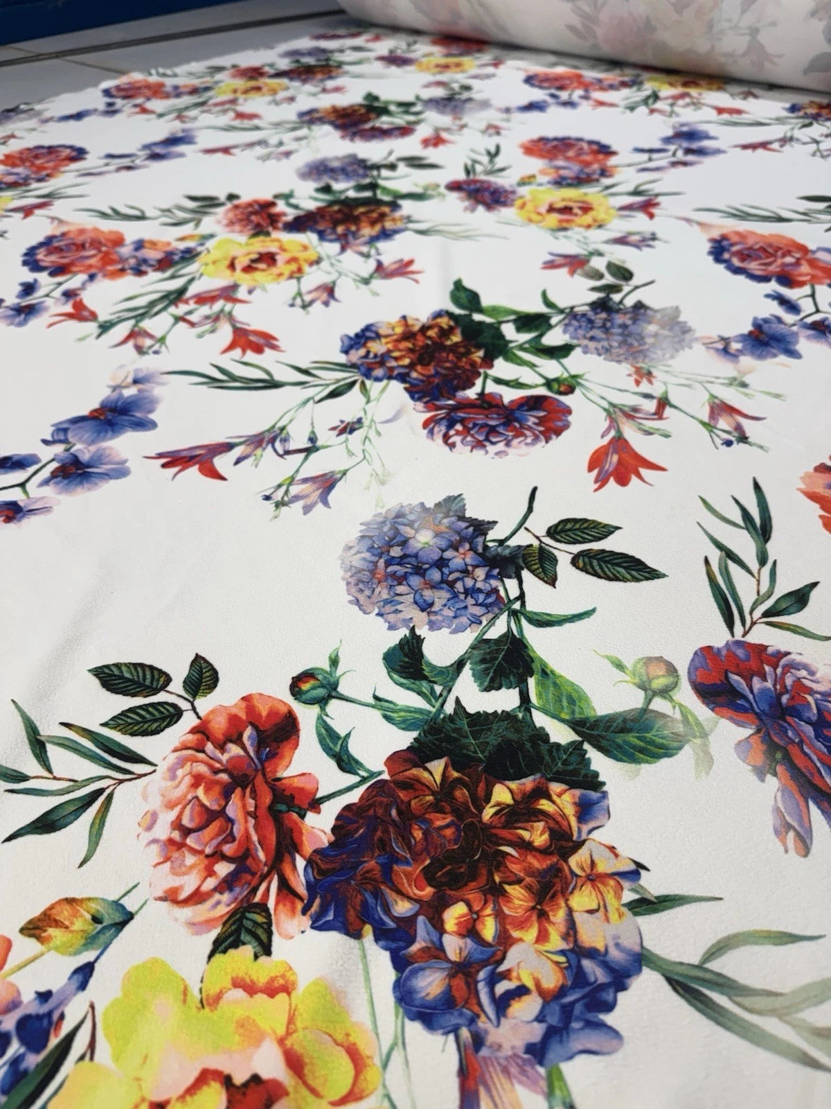 Multicolor Floral Print Liverpool Knit Fabric - Textured Stretch - 148cm