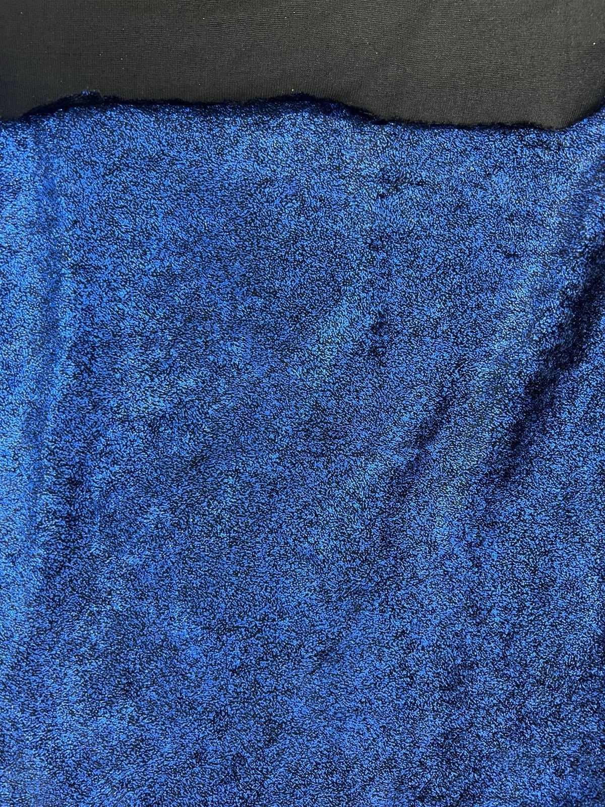 Electric Blue Glitter Chenille Plush Texture Knit Fabric 140cm