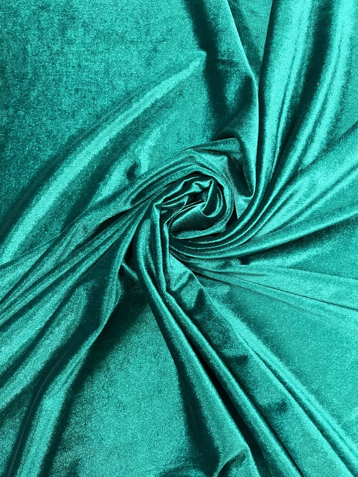Stretch Velvet Fabric for Dresses, Loungewear & Costumes – Emerald Green, 152cm Wide